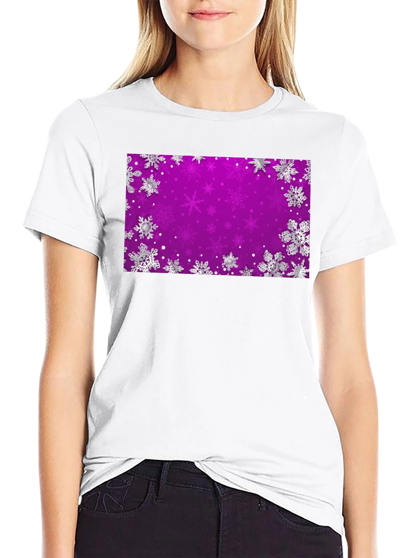 Snowflake Purple Background T-Shirt