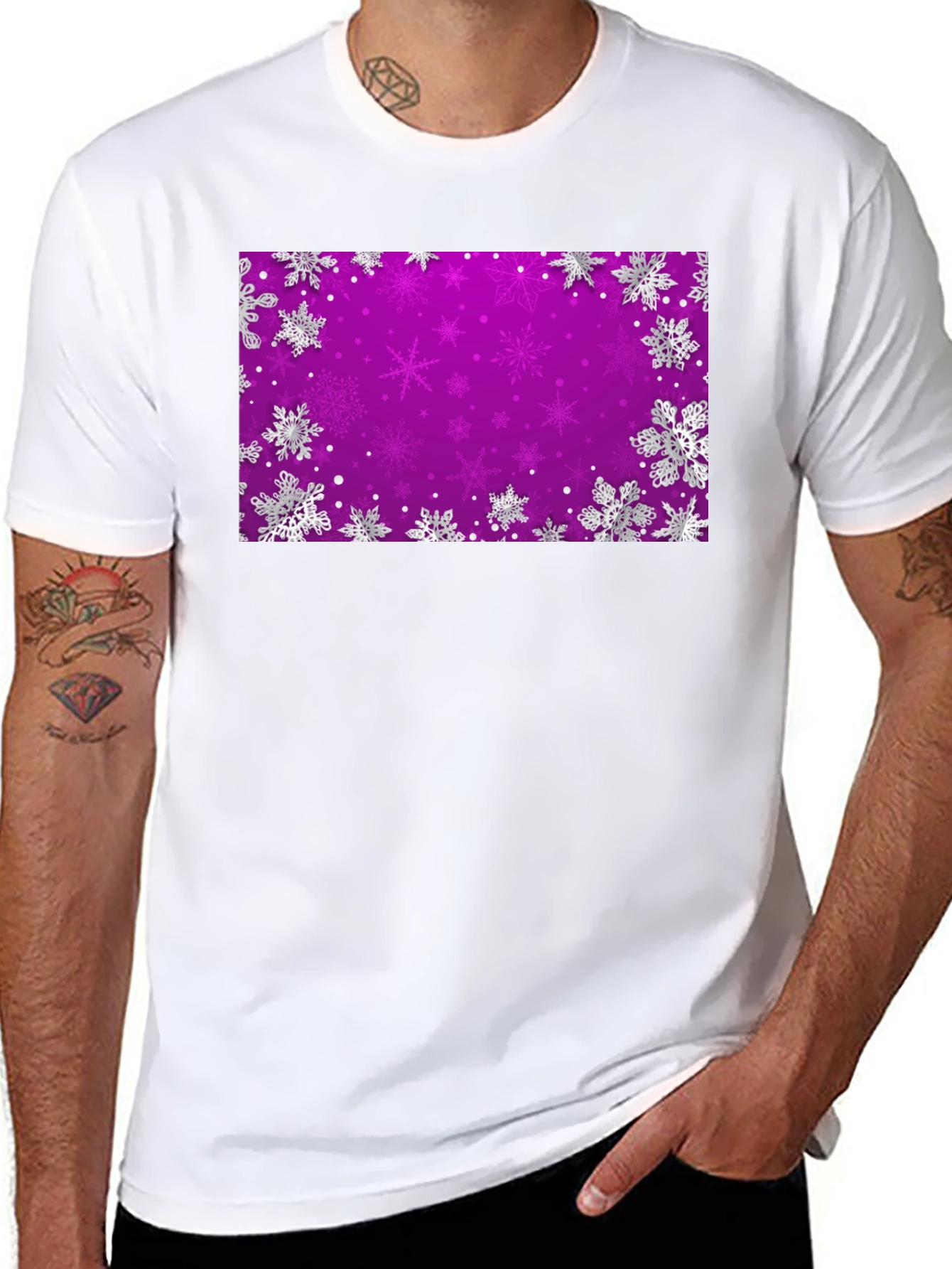 Snowflake Purple Background T-Shirt