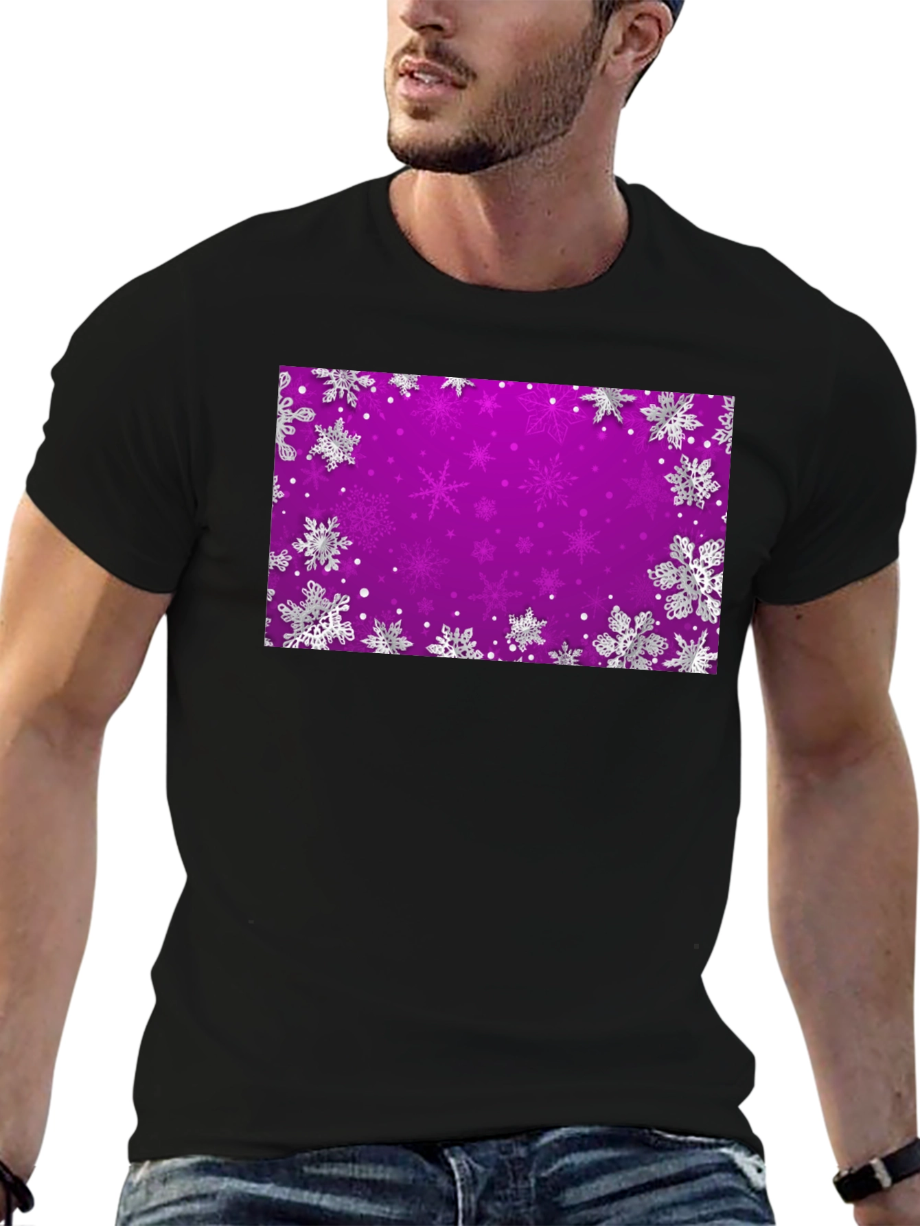 Snowflake Purple Background T-Shirt