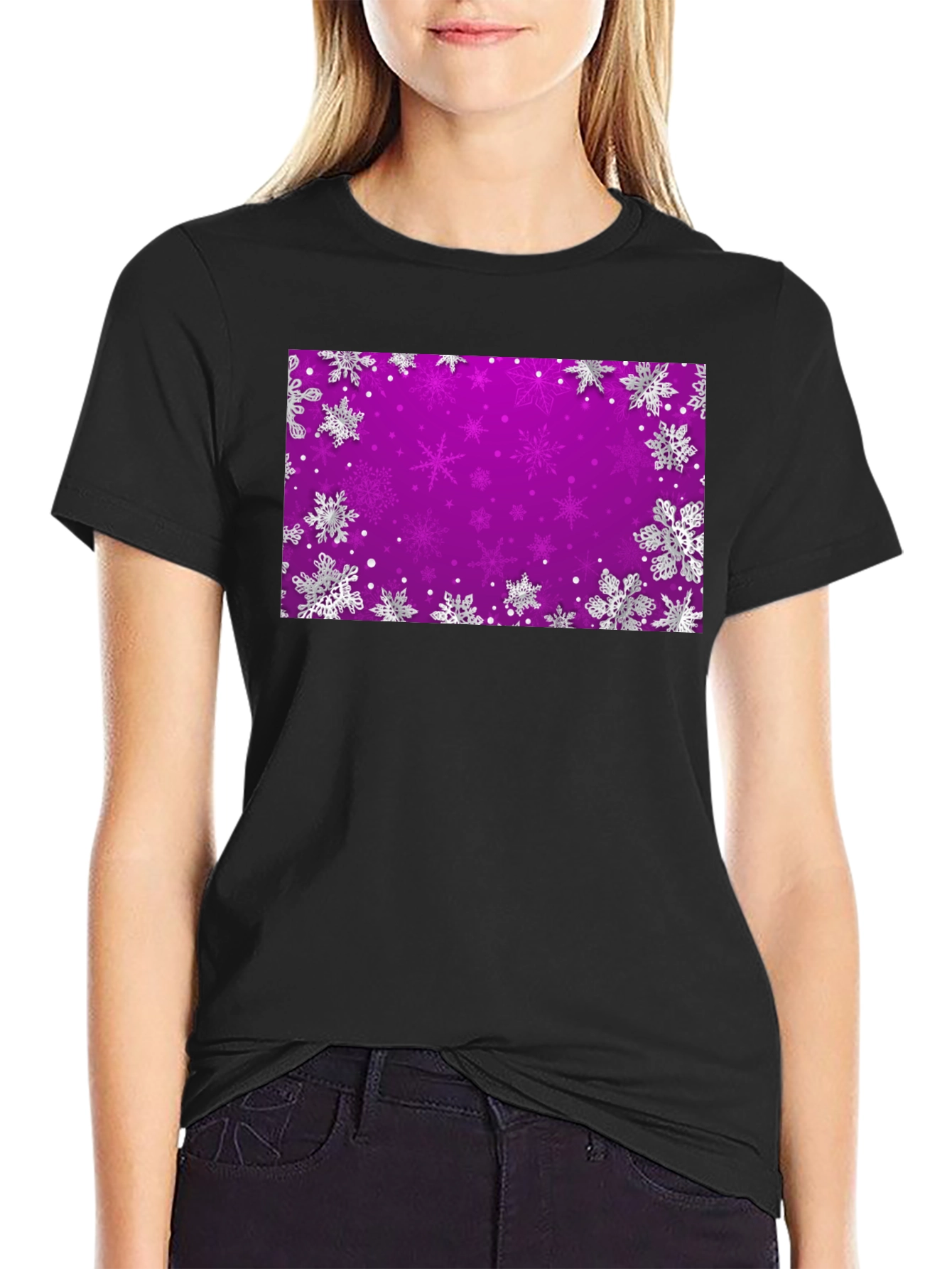 Snowflake Purple Background T-Shirt
