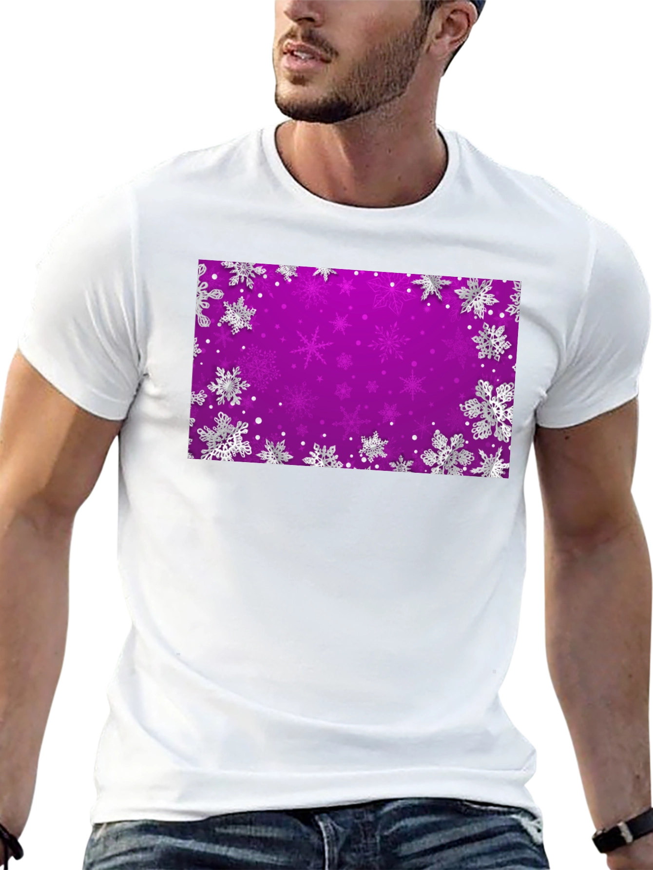 Snowflake Purple Background T-Shirt