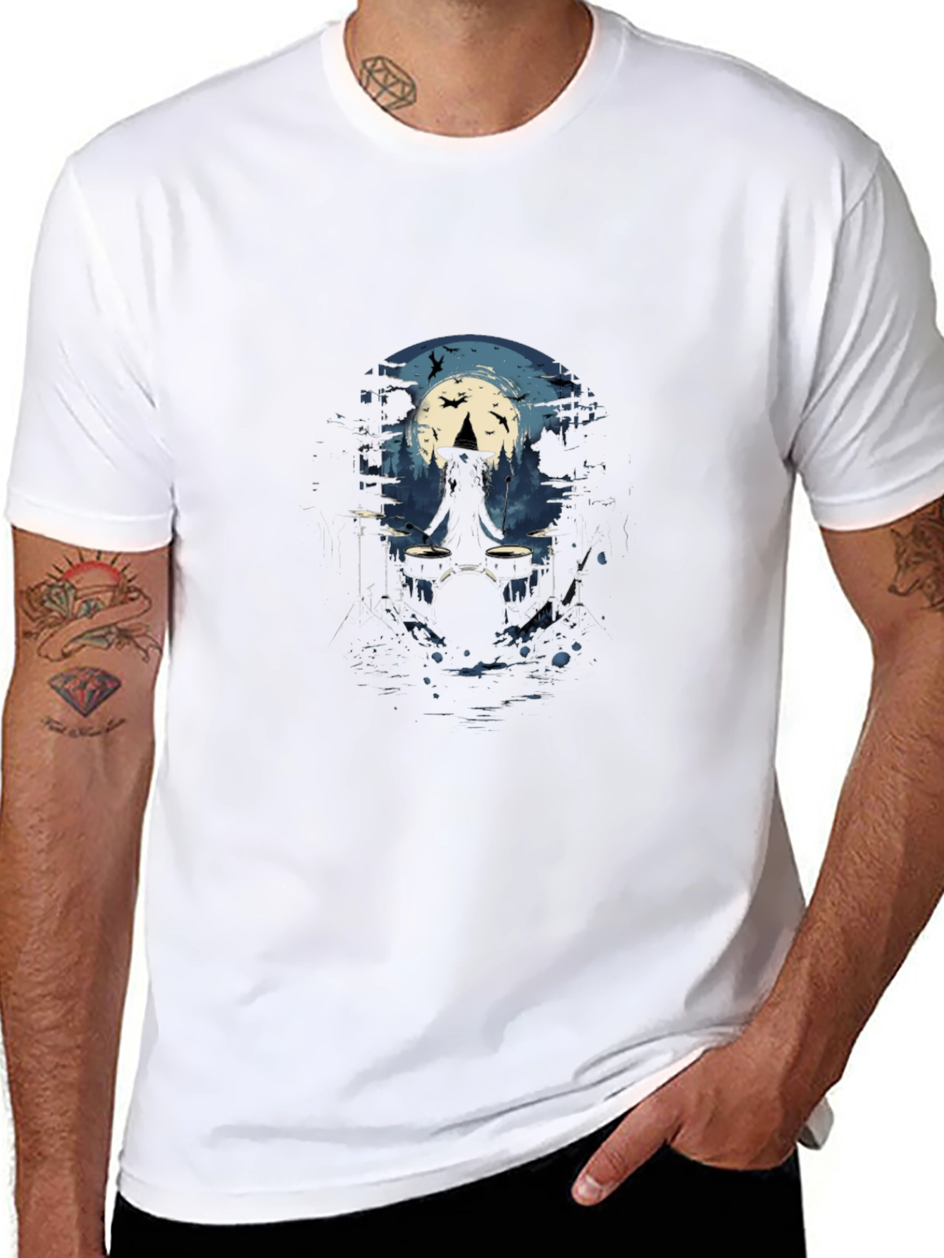 Witch Drummer Tee - Halloween Music Shirt