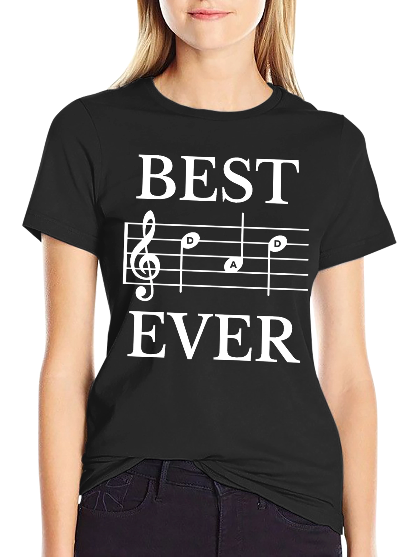 Best Dad Ever Music Note T-Shirt Black