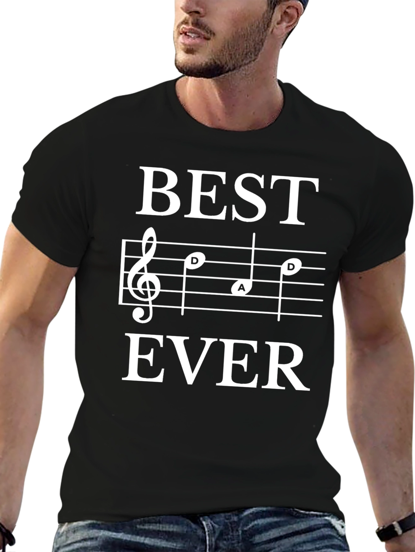 Best Dad Ever Music Note T-Shirt Black