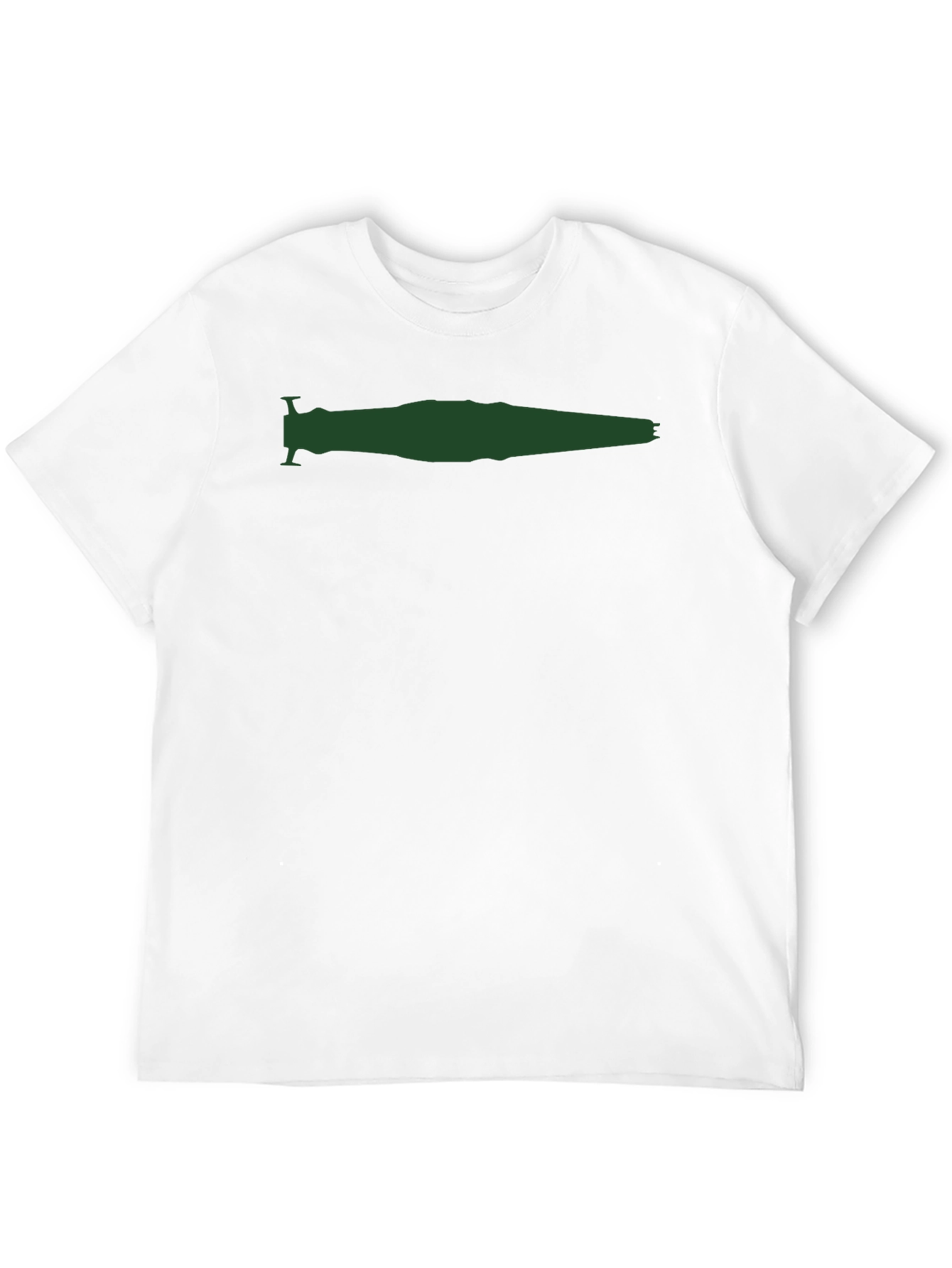 Mens Black T-Shirt with Green Spaceship Silhouette
