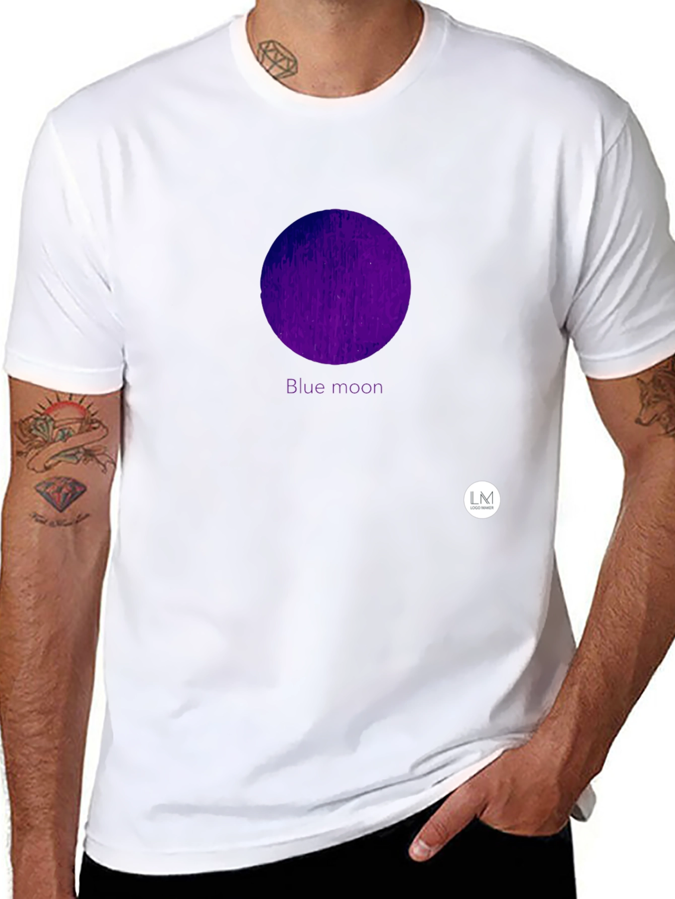 Blue Moon Graphic Tee - Stylish Mens Black T-Shirt