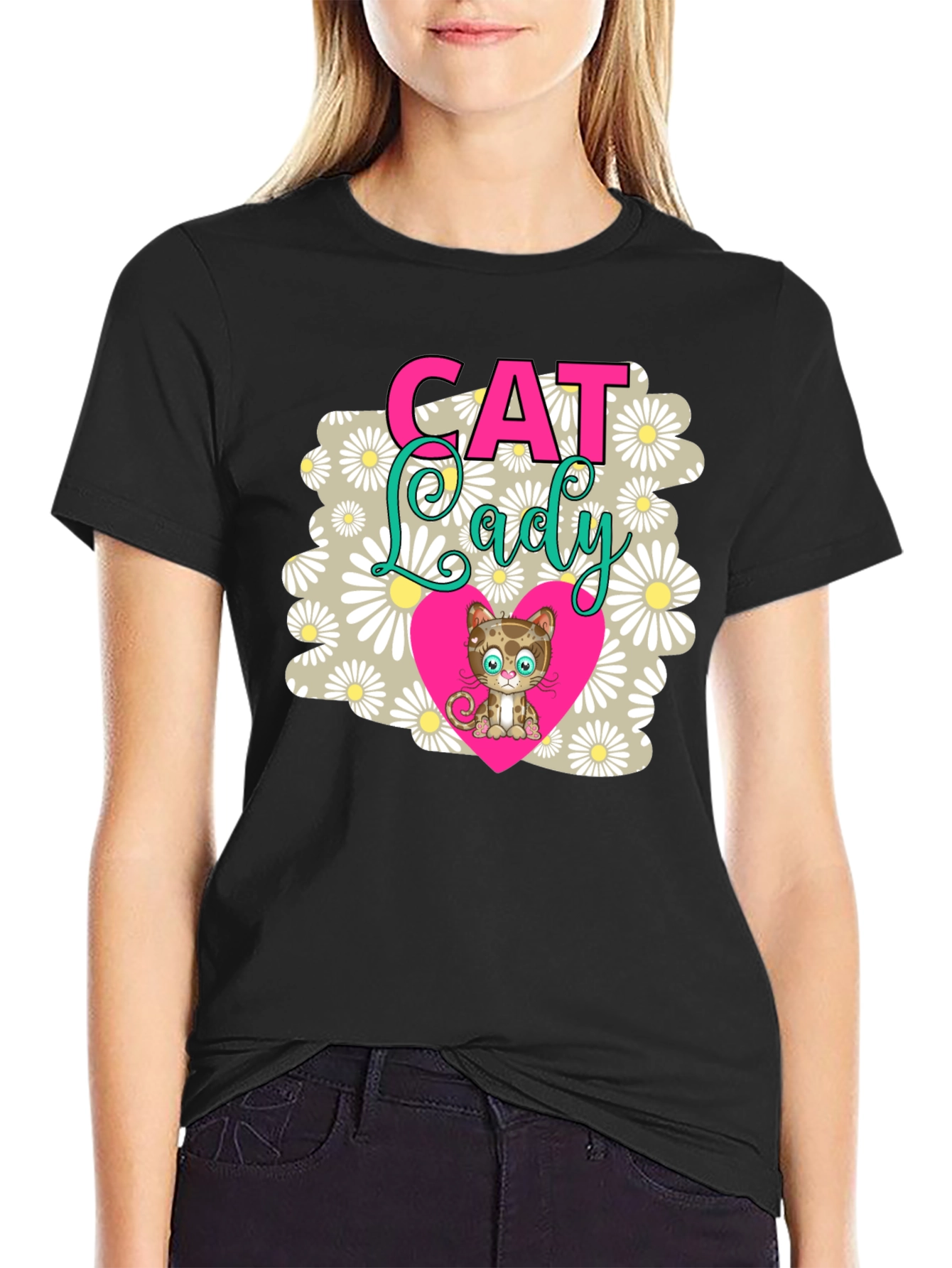 Cat Lady T-Shirt - Cute Kitten Heart Design