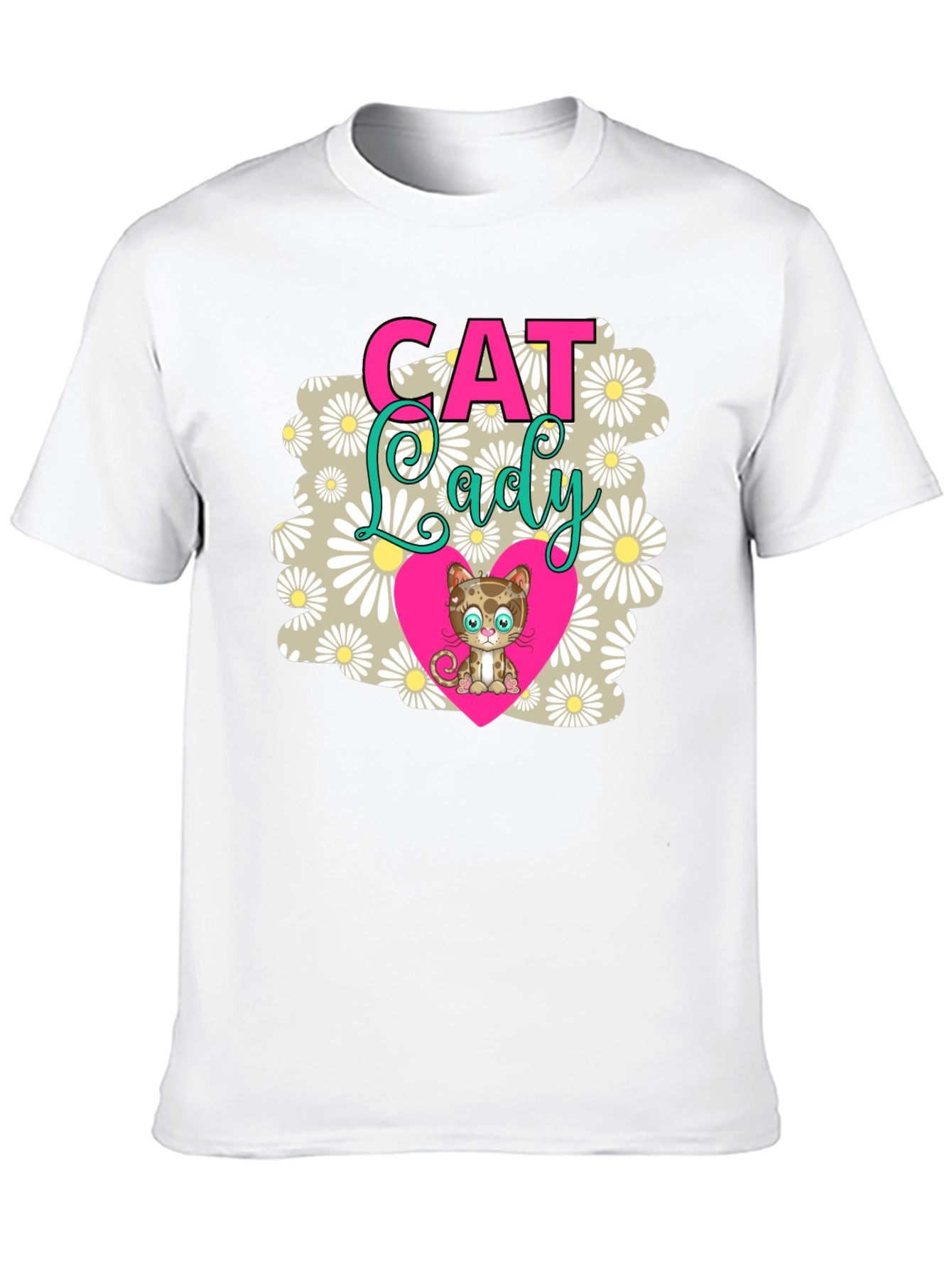 Cat Lady T-Shirt - Cute Kitten Heart Design