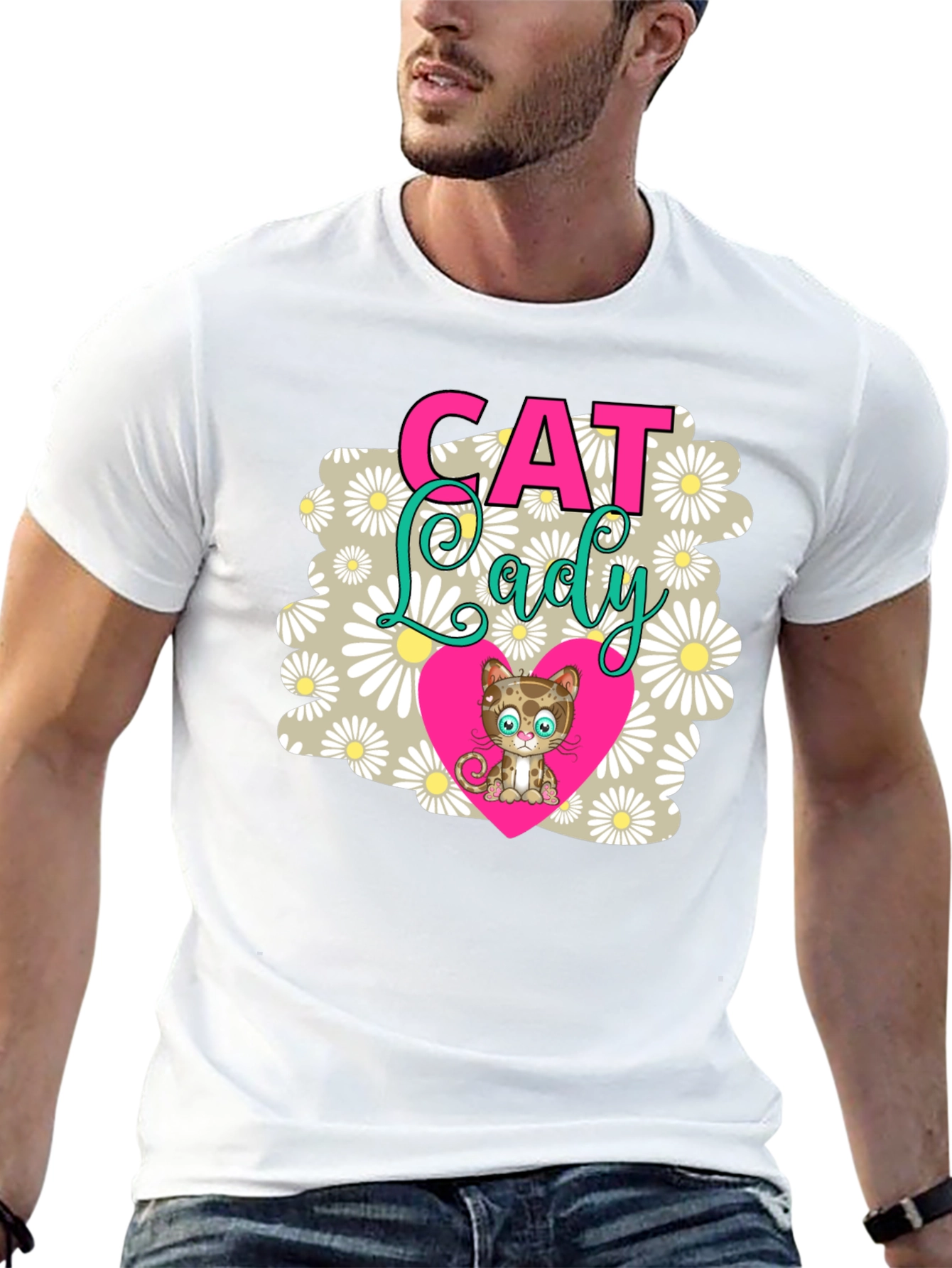 Cat Lady T-Shirt - Cute Kitten Heart Design