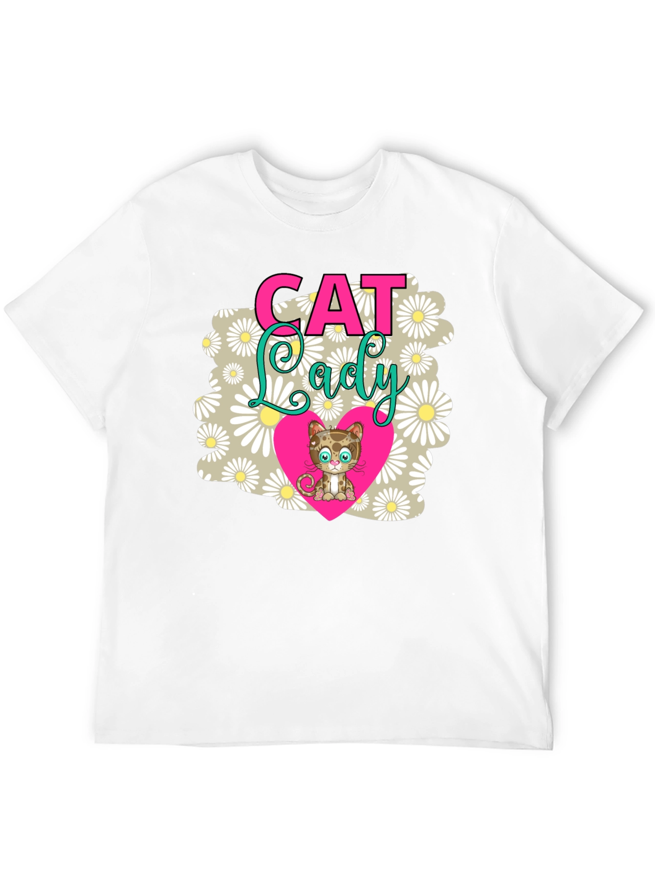 Cat Lady T-Shirt - Cute Kitten Heart Design
