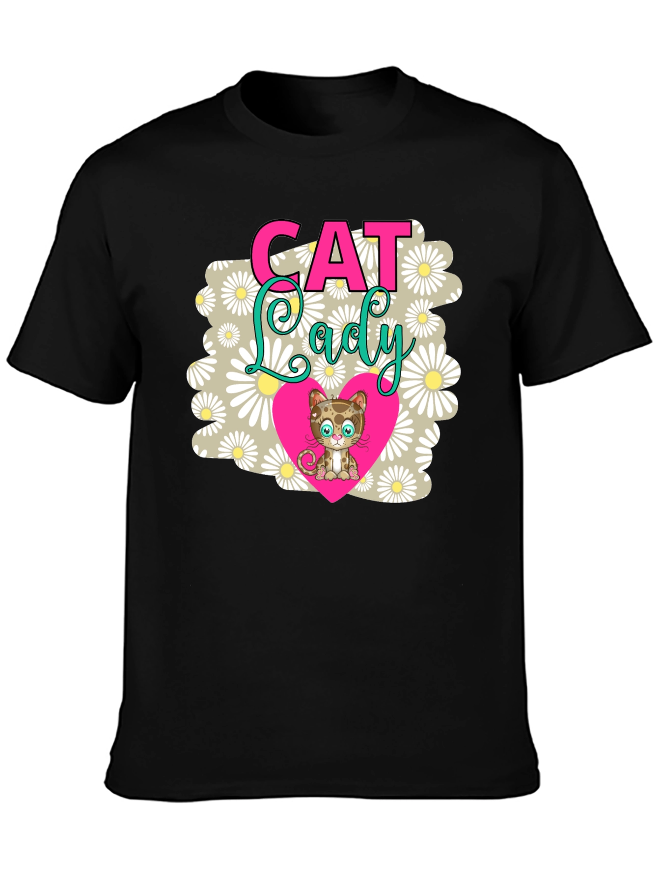 Cat Lady T-Shirt - Cute Kitten Heart Design
