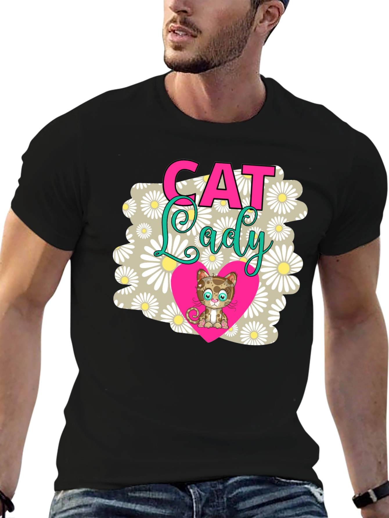 Cat Lady T-Shirt - Cute Kitten Heart Design