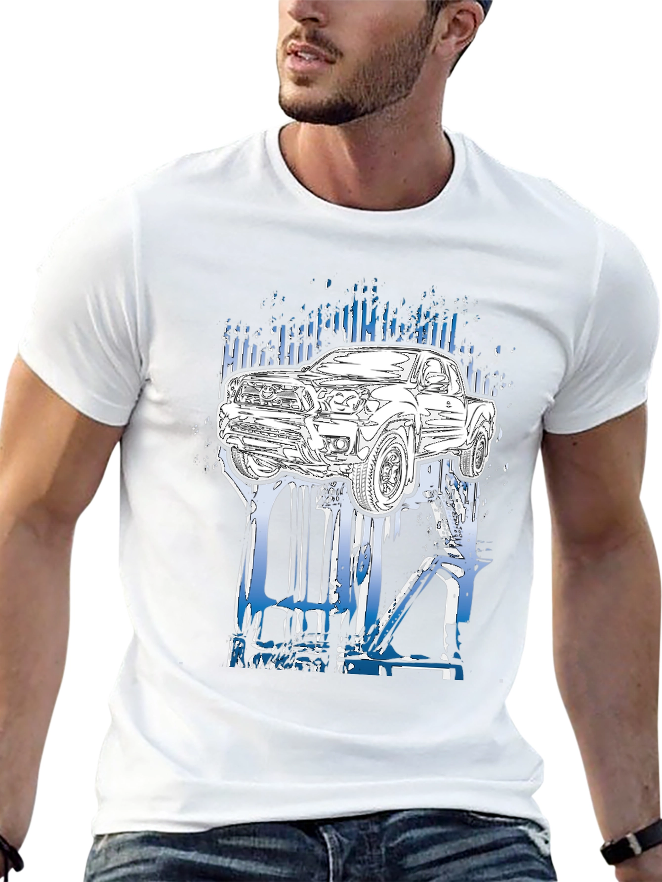 Truck Graphic Tee - Black Cotton T-Shirt
