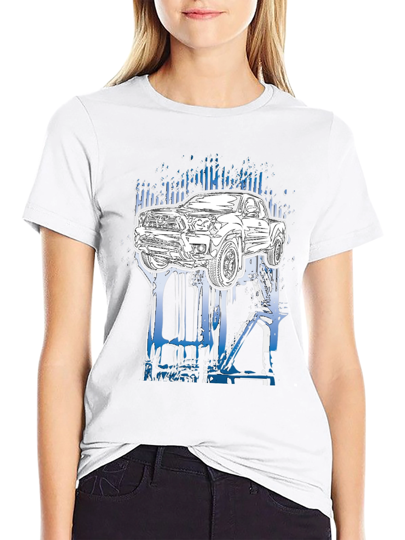 Truck Graphic Tee - Black Cotton T-Shirt