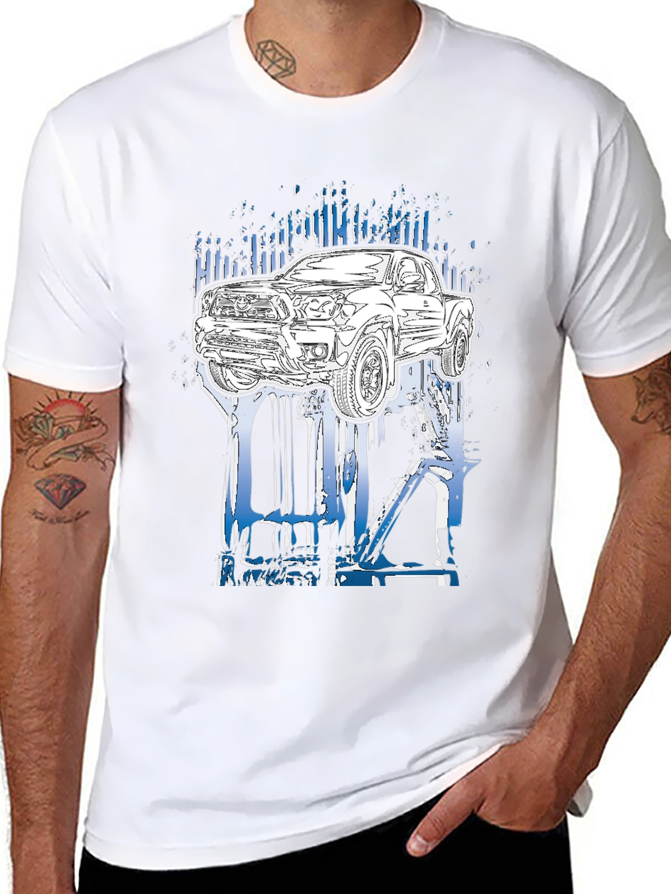 Truck Graphic Tee - Black Cotton T-Shirt