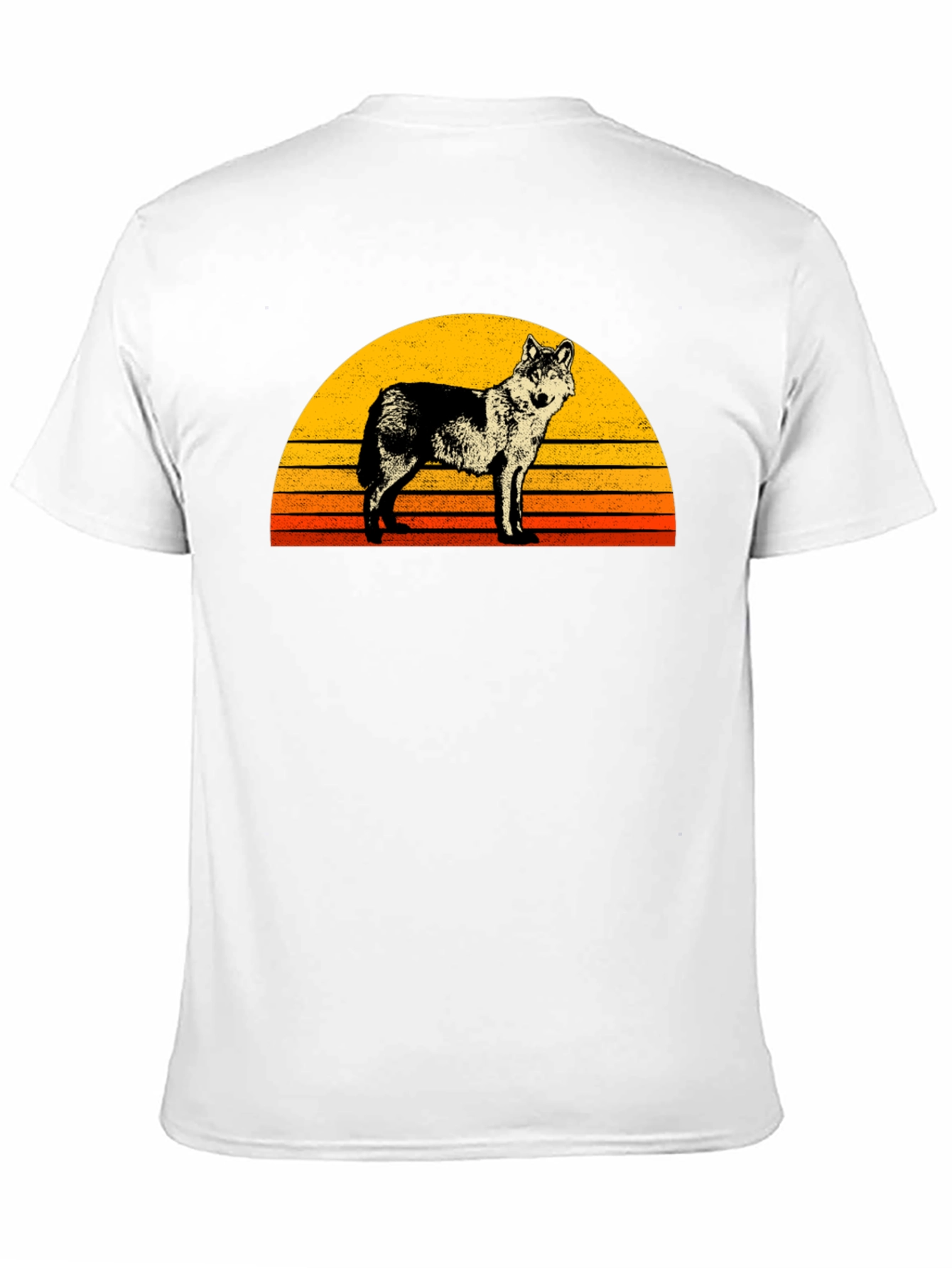 Retro Wolf Sunset Graphic Tee - Black