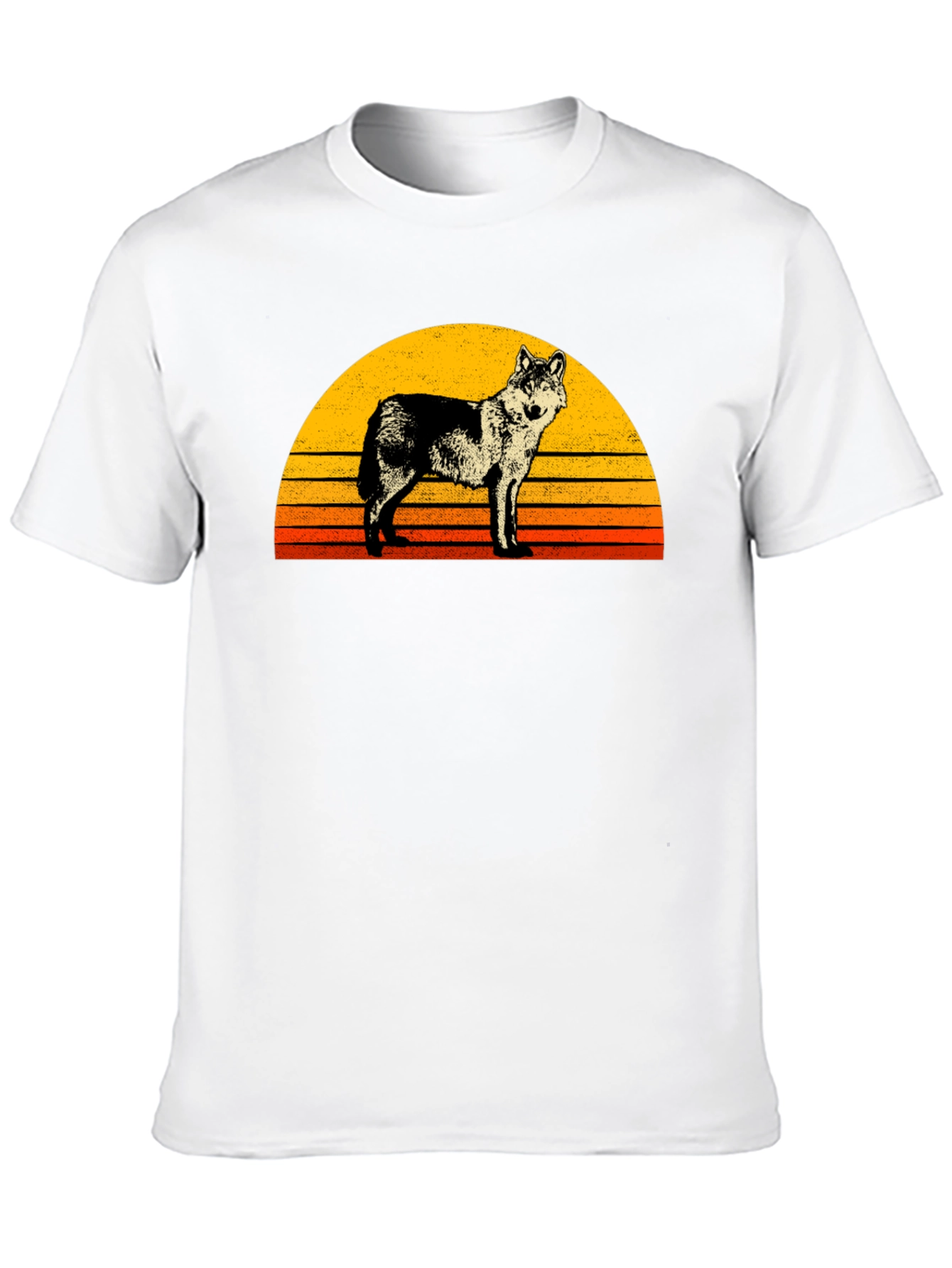 Retro Wolf Sunset Graphic Tee - Black