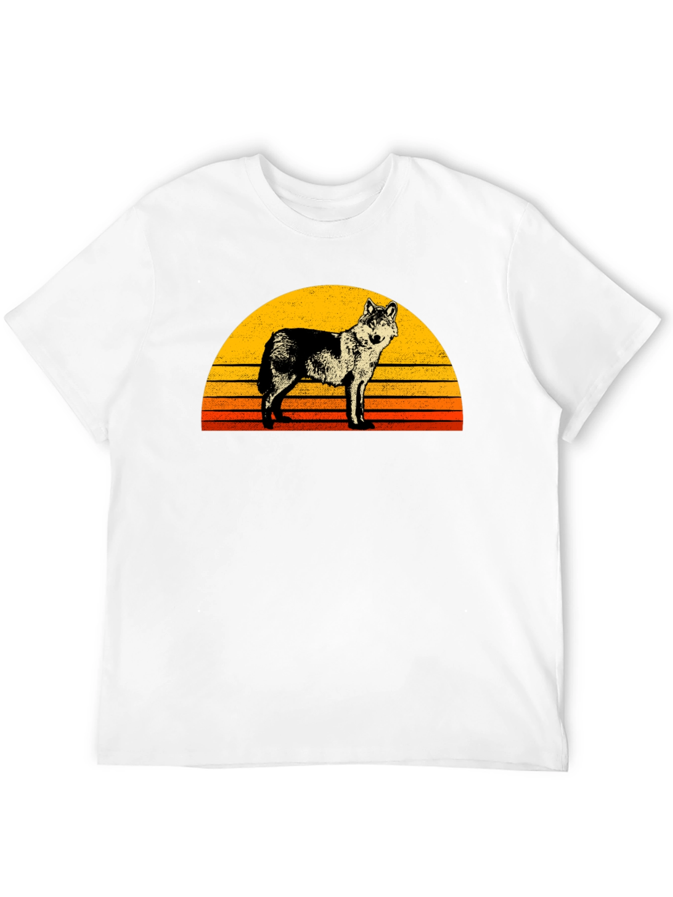 Retro Wolf Sunset Graphic Tee - Black