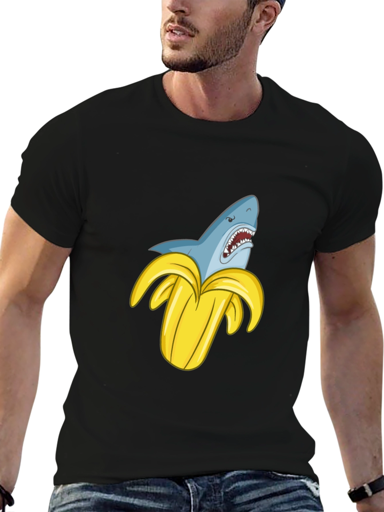 Shark Banana Funny Graphic T-Shirt