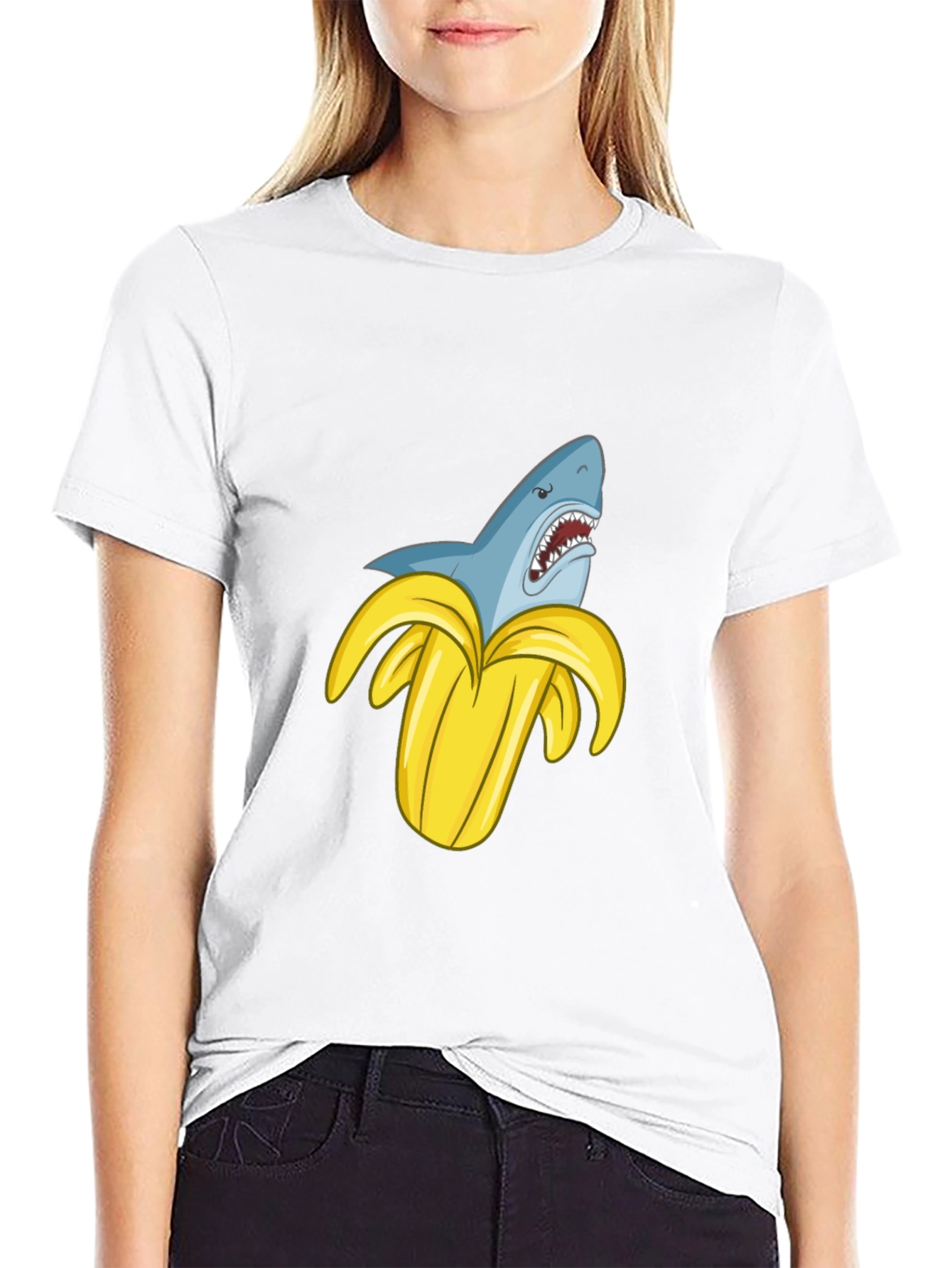 Shark Banana Funny Graphic T-Shirt