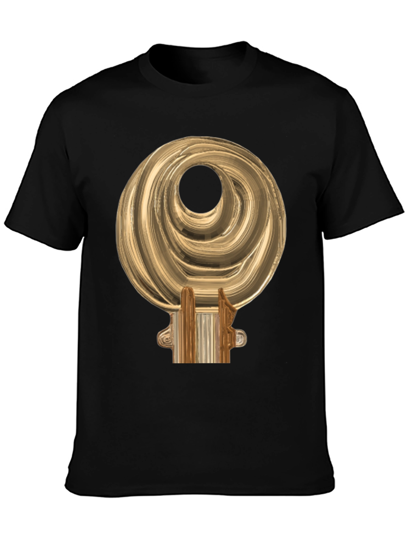 Golden Sankofa Bird Symbol Black T-Shirt