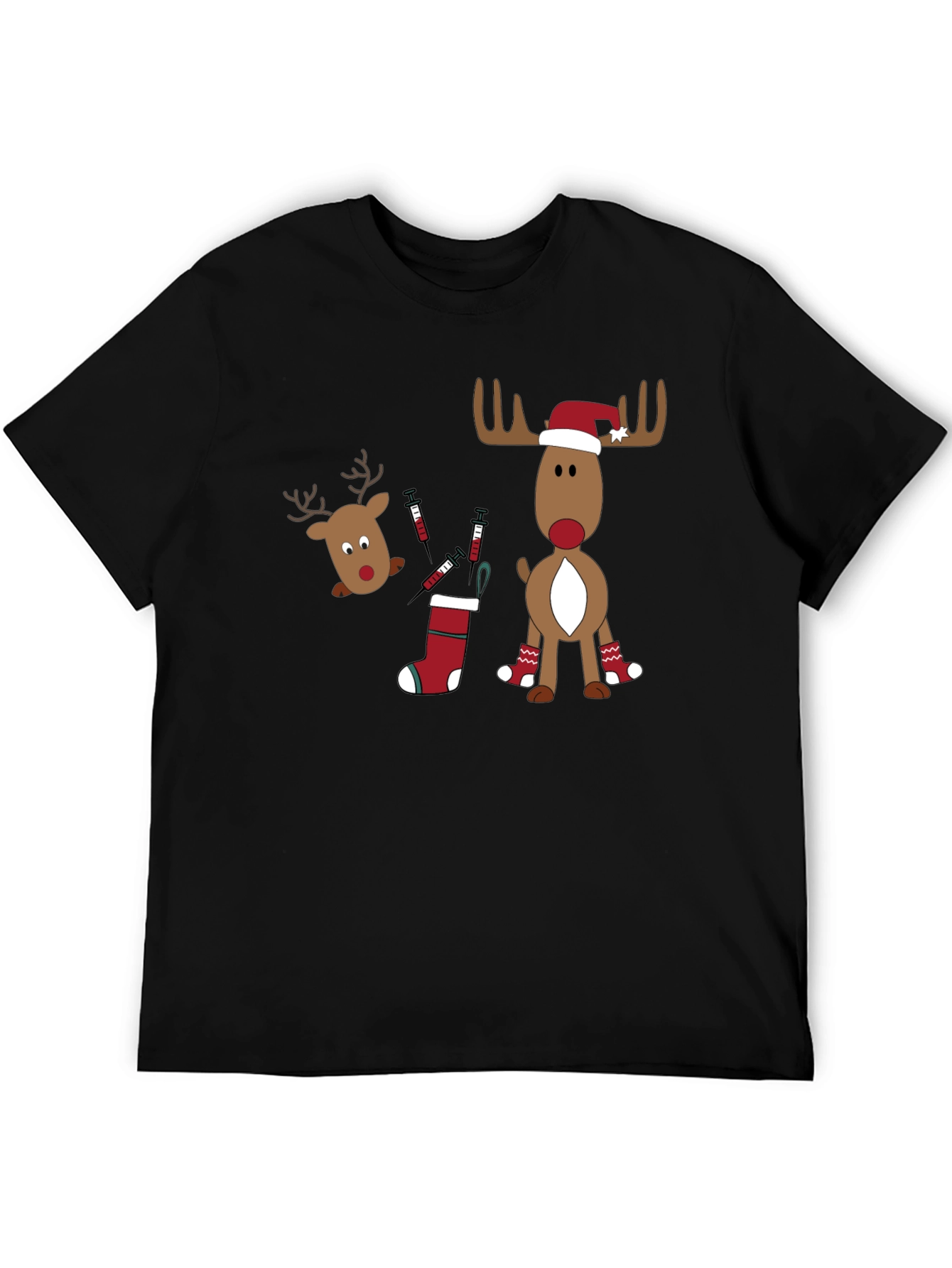 Novelty Christmas Reindeer Vaccine T-Shirt