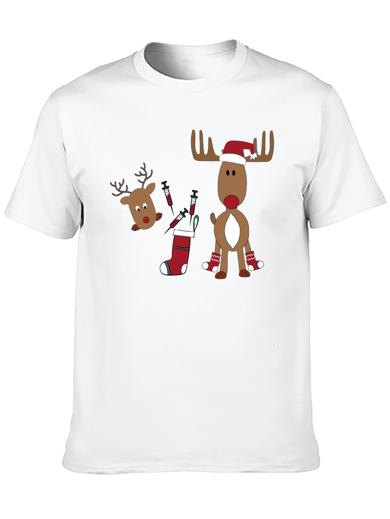 Novelty Christmas Reindeer Vaccine T-Shirt