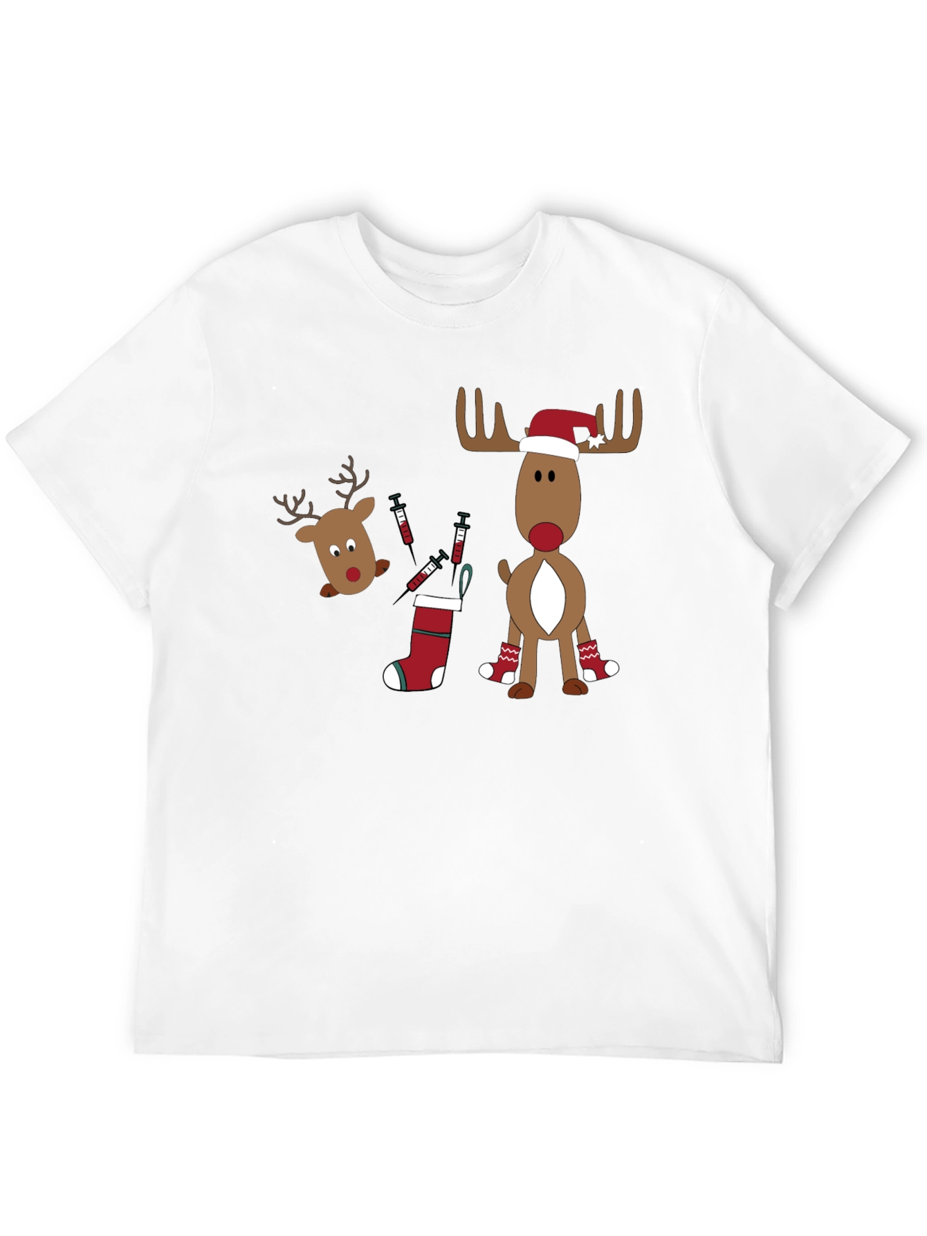 Novelty Christmas Reindeer Vaccine T-Shirt
