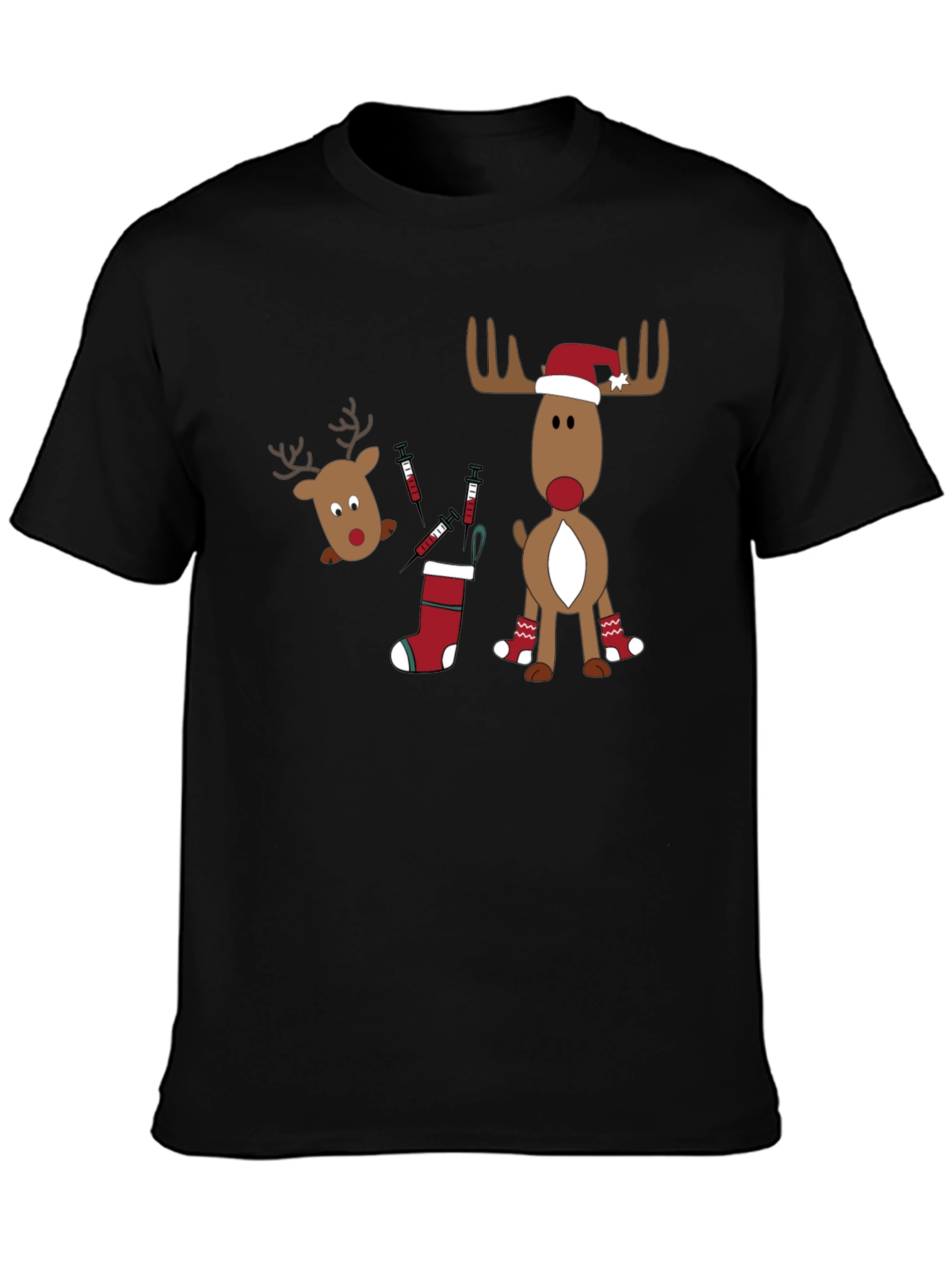 Novelty Christmas Reindeer Vaccine T-Shirt