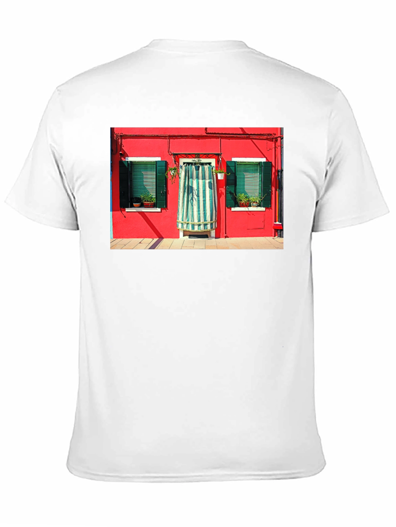 Burano Italy House T-Shirt Black Crew Neck