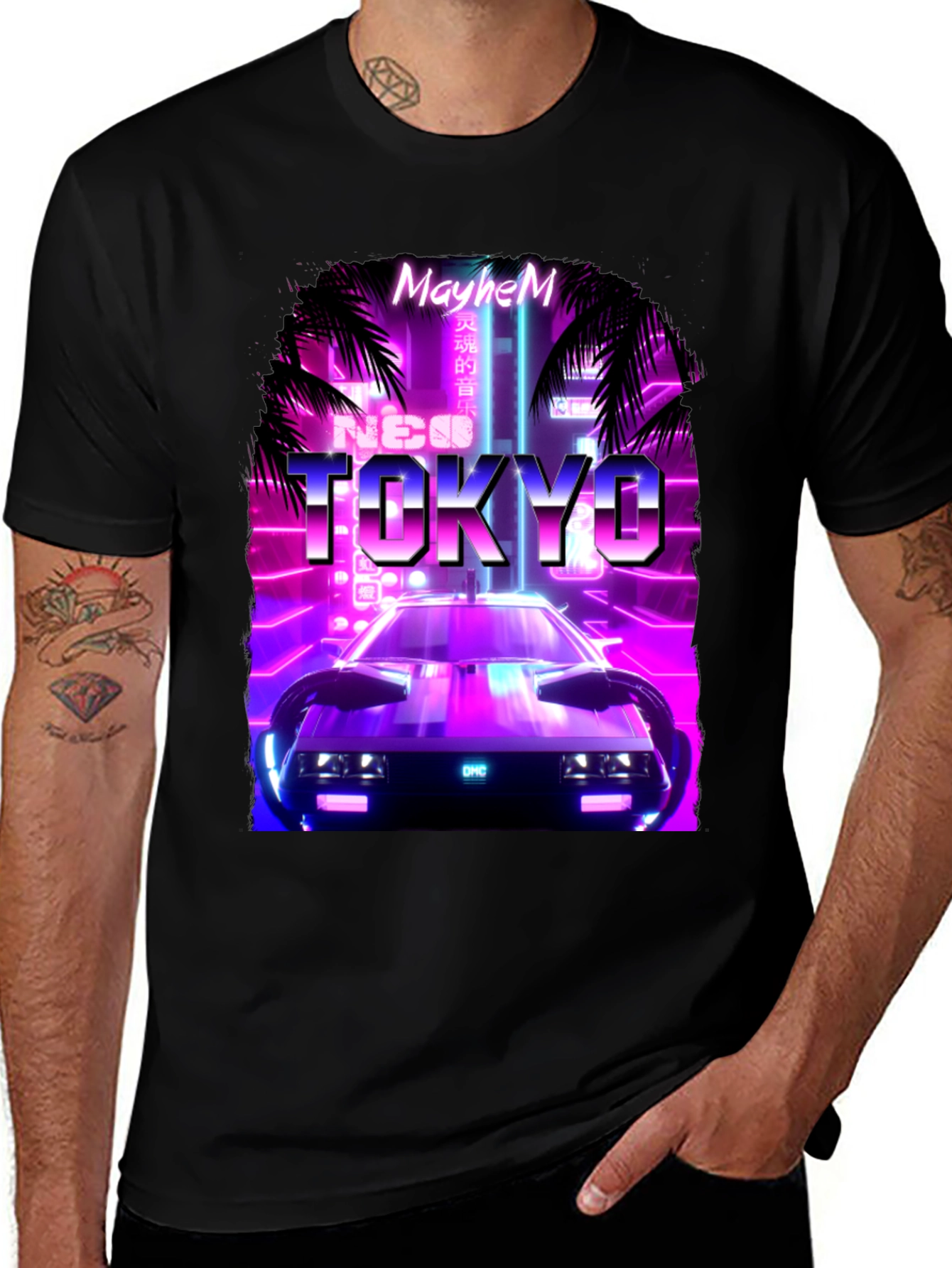 Neo Tokyo Mayhem T-Shirt - Synthwave Car Design