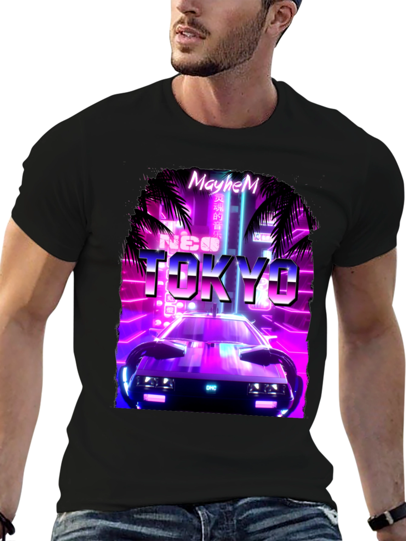 Neo Tokyo Mayhem T-Shirt - Synthwave Car Design
