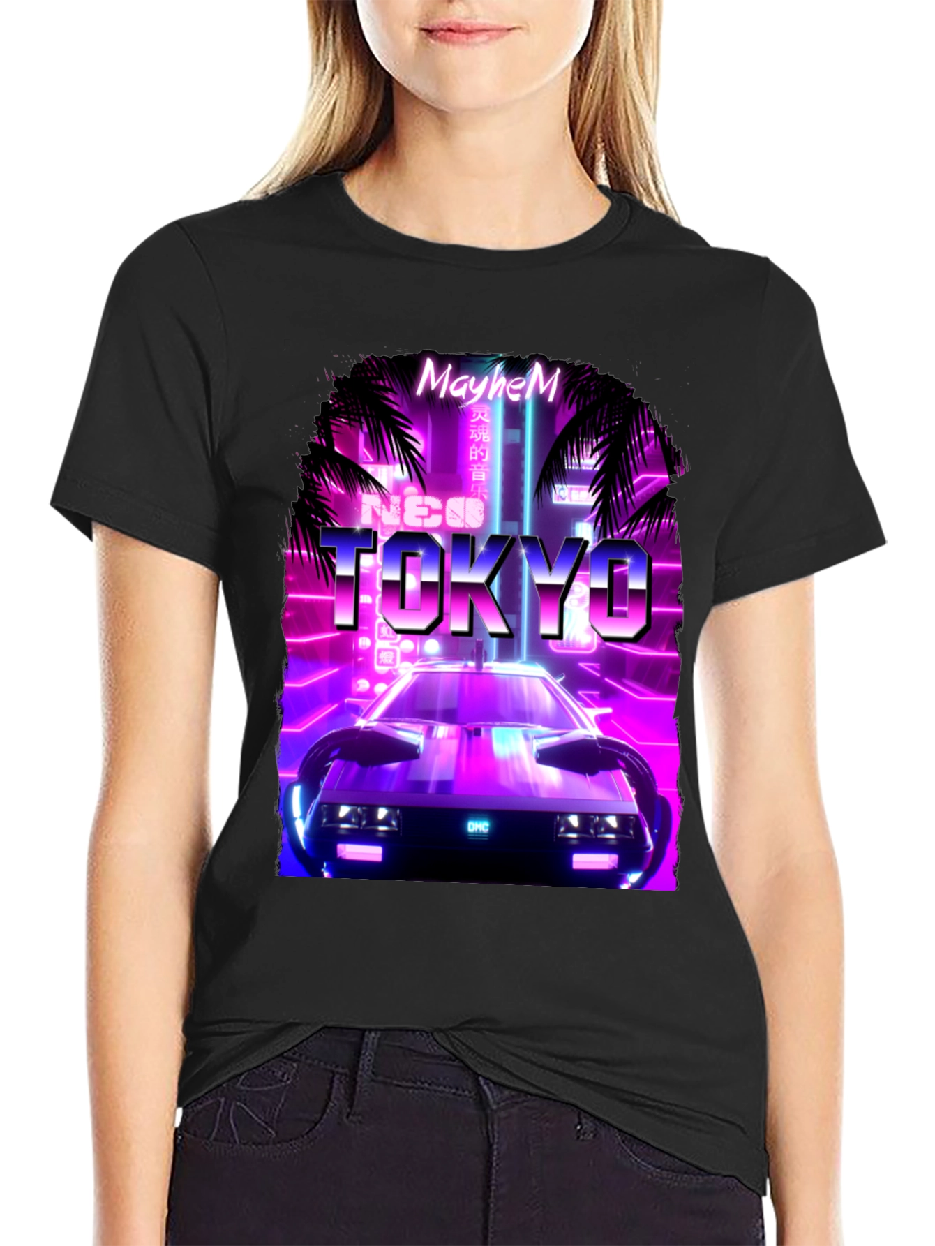 Neo Tokyo Mayhem T-Shirt - Synthwave Car Design