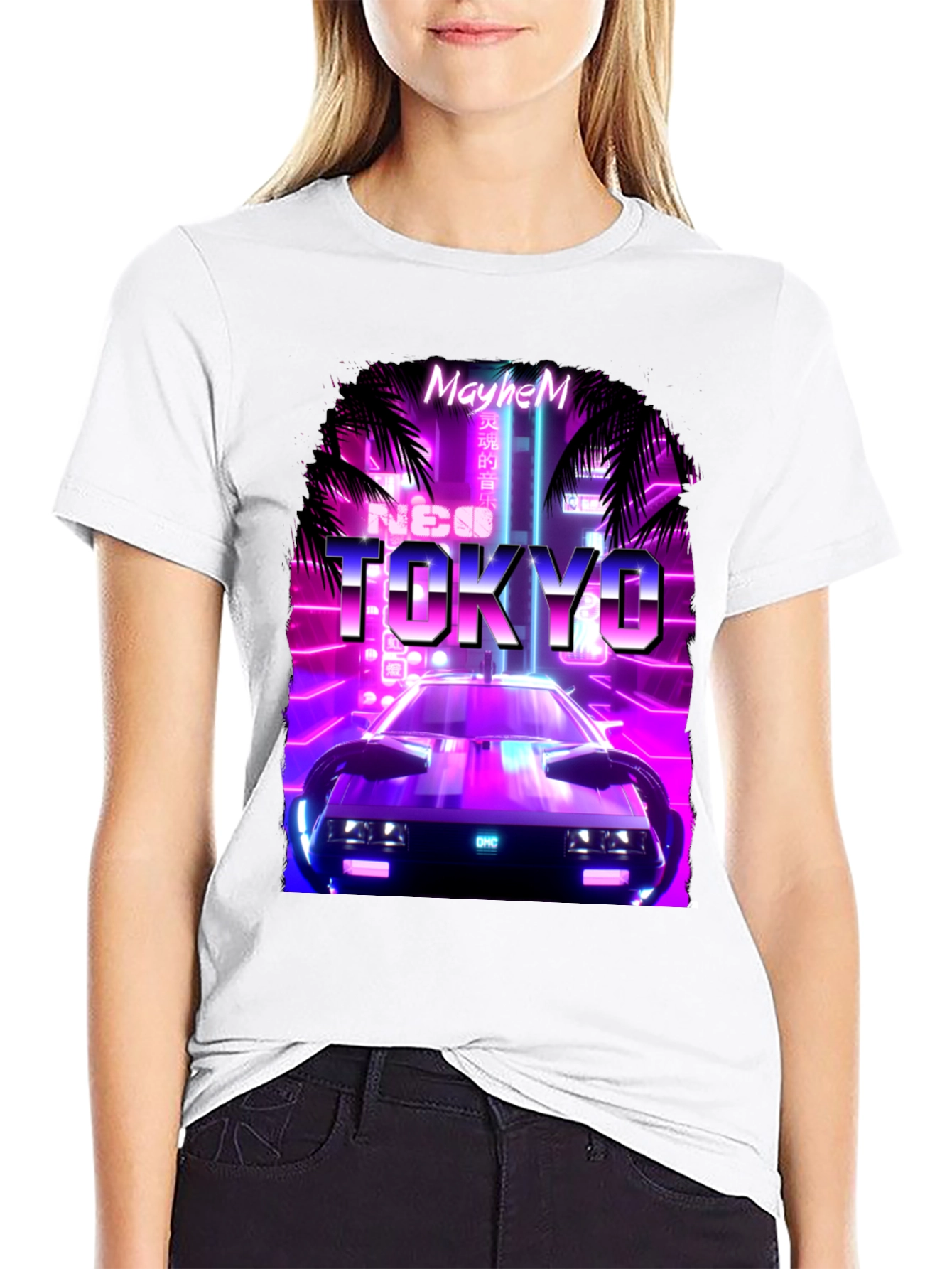 Neo Tokyo Mayhem T-Shirt - Synthwave Car Design