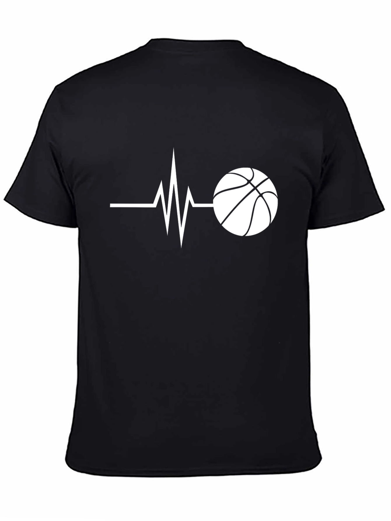 Basketball Heartbeat Graphic T-Shirt - Black