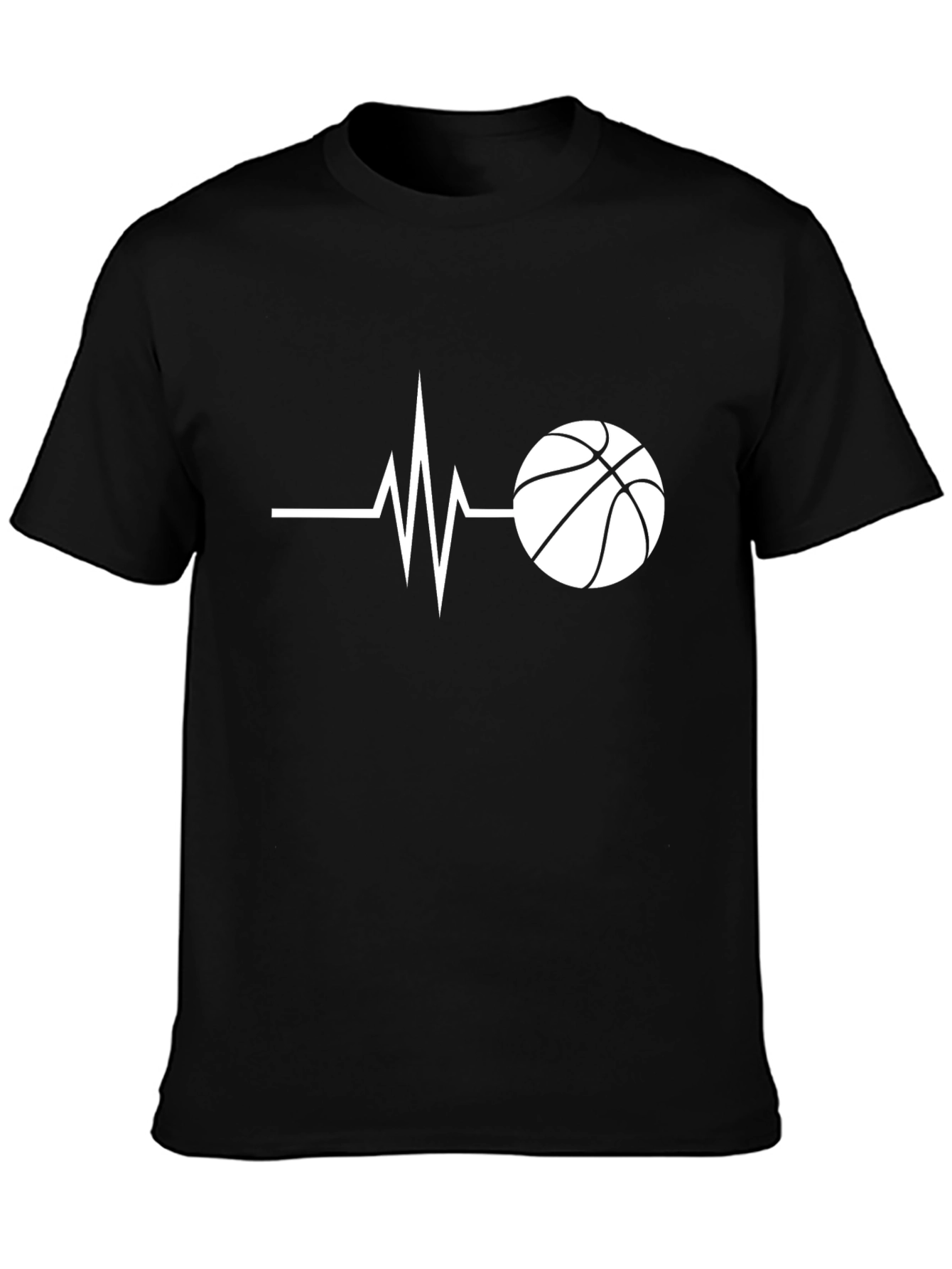 Basketball Heartbeat Graphic T-Shirt - Black