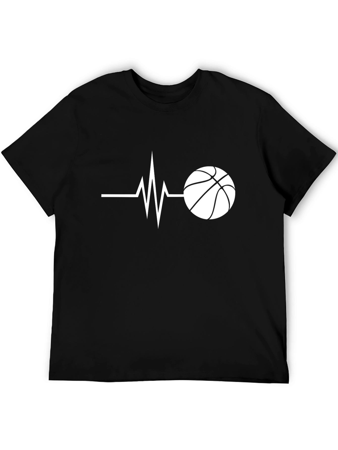 Basketball Heartbeat Graphic T-Shirt - Black