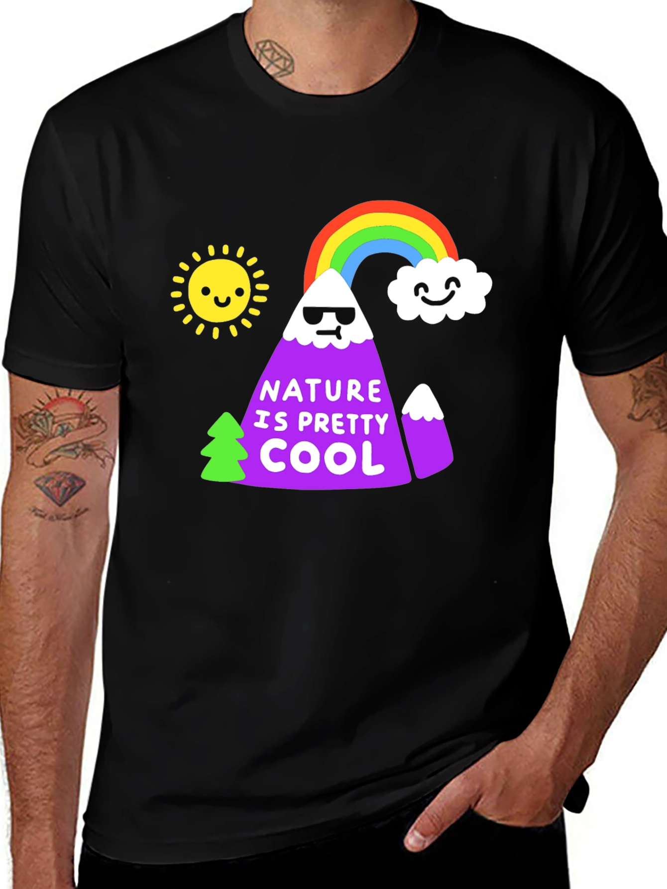 Nature is Pretty Cool Graphic Tee - Black