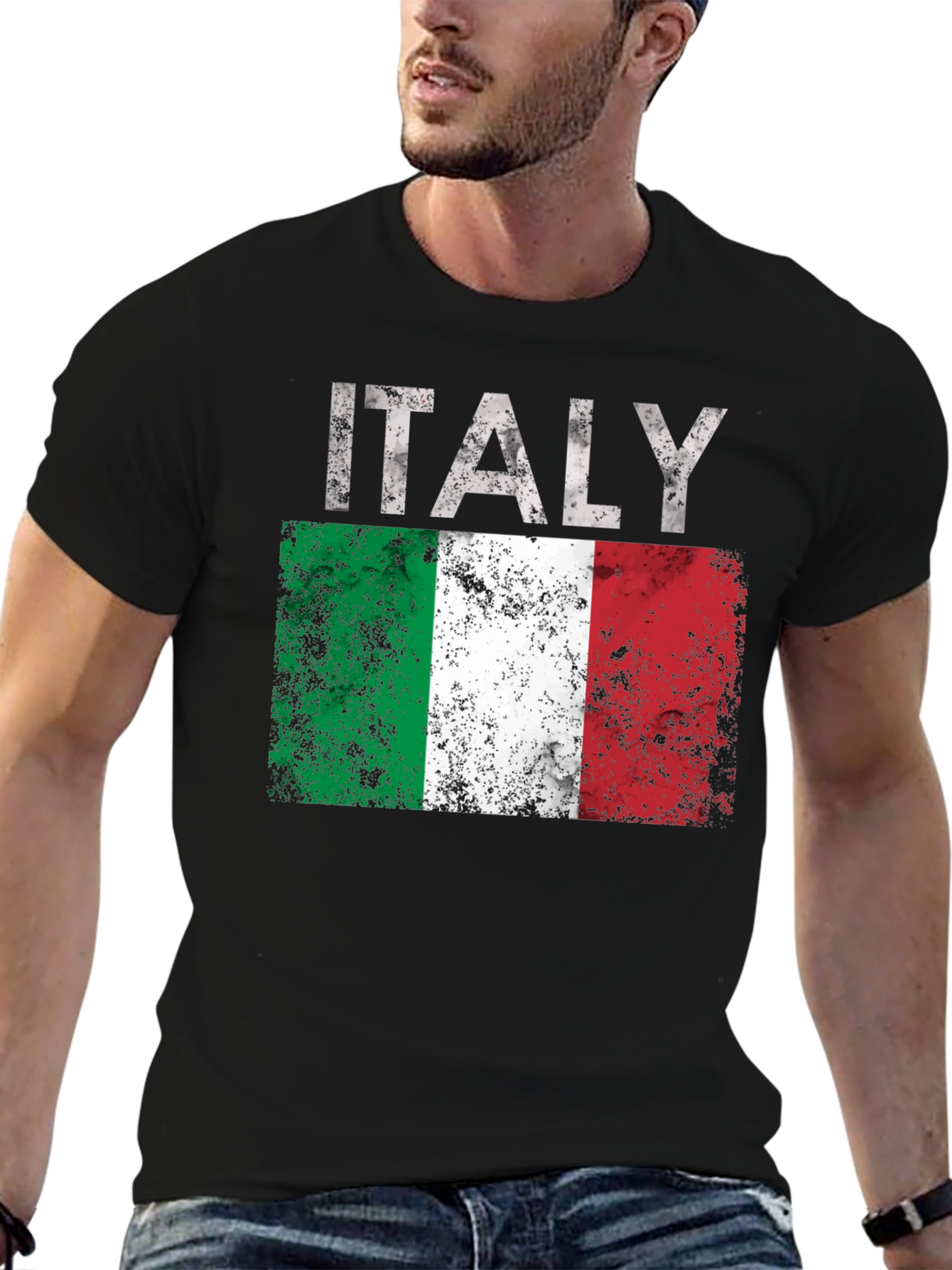 Italy Flag Distressed Graphic T-Shirt