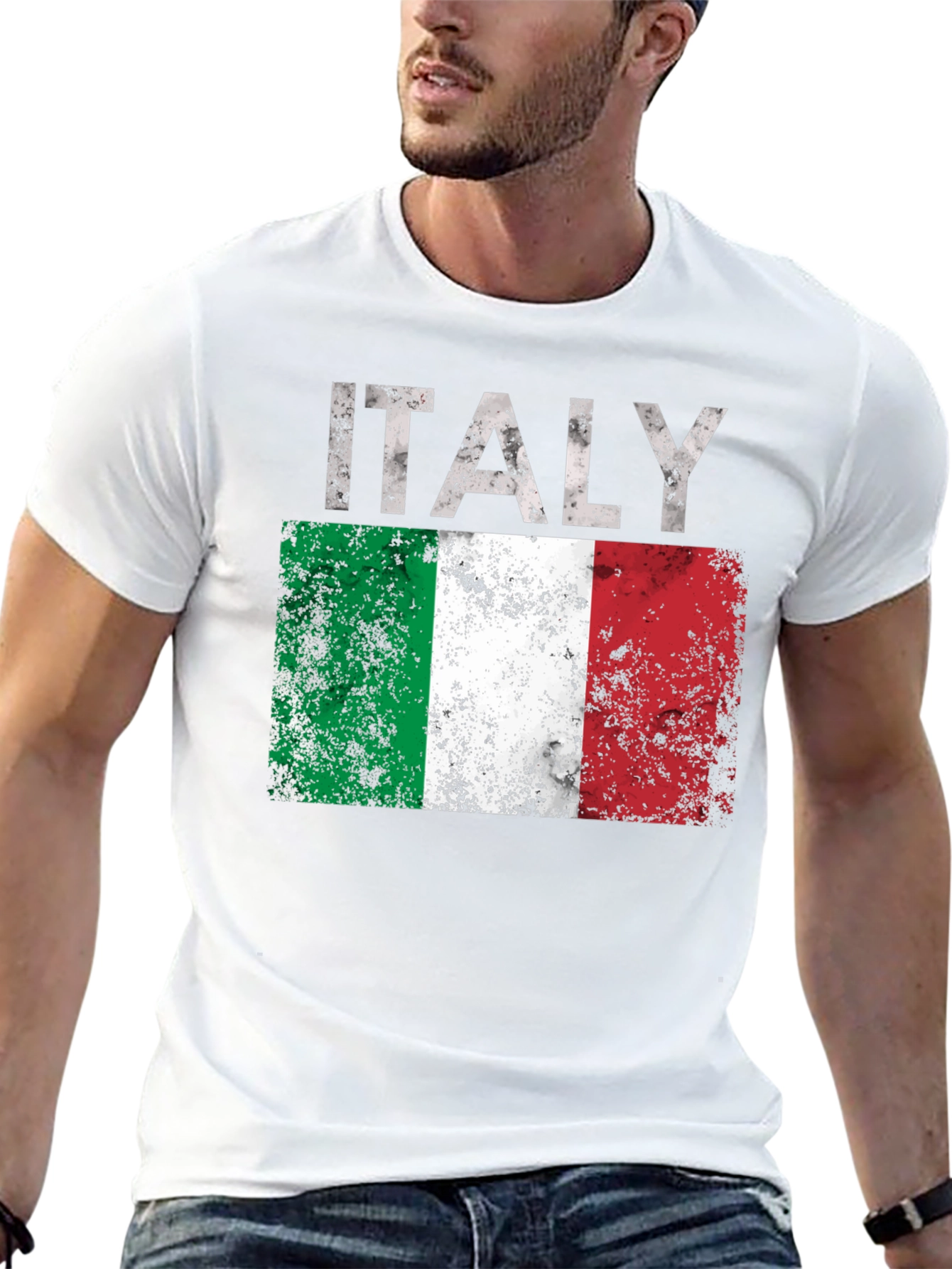 Italy Flag Distressed Graphic T-Shirt
