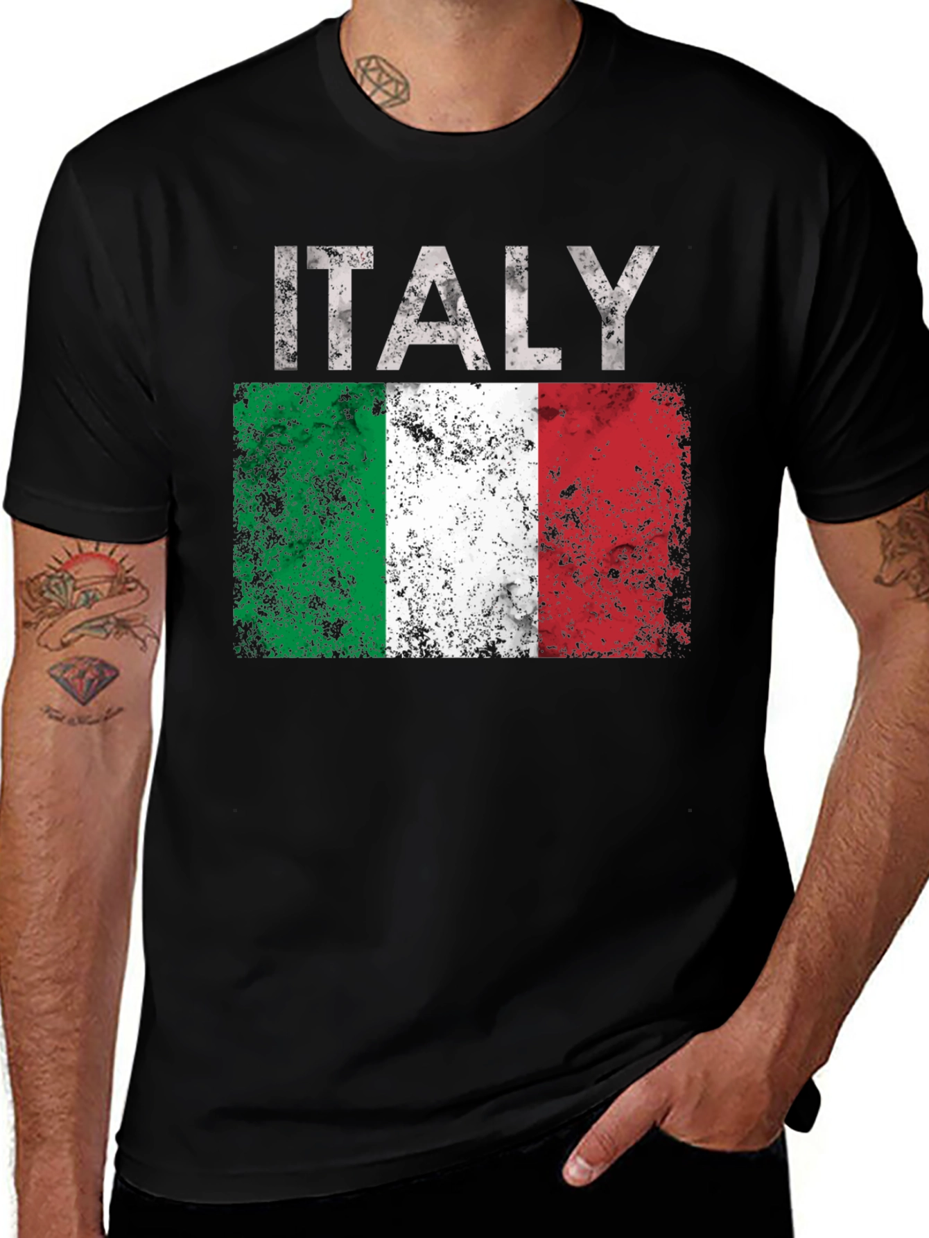 Italy Flag Distressed Graphic T-Shirt