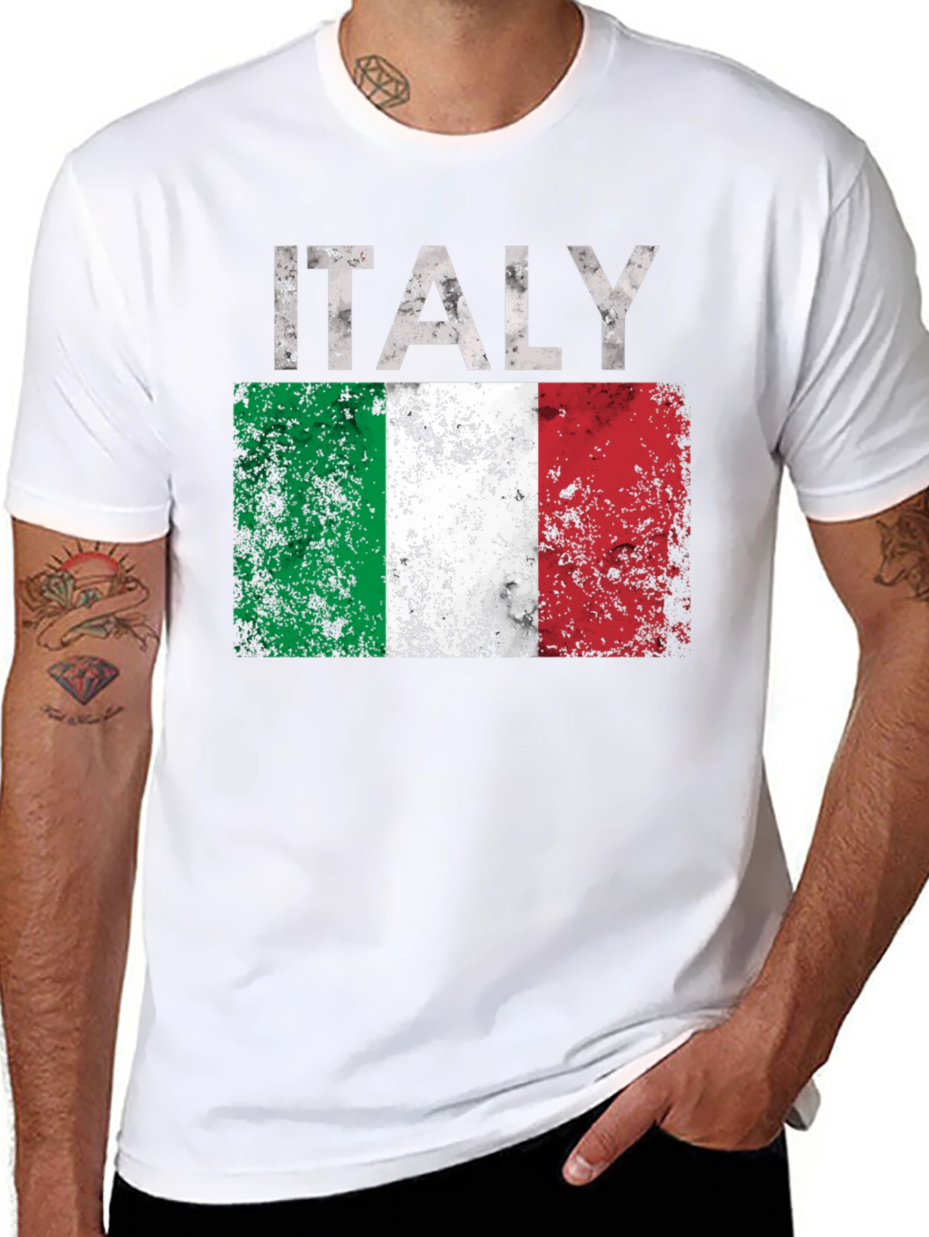 Italy Flag Distressed Graphic T-Shirt