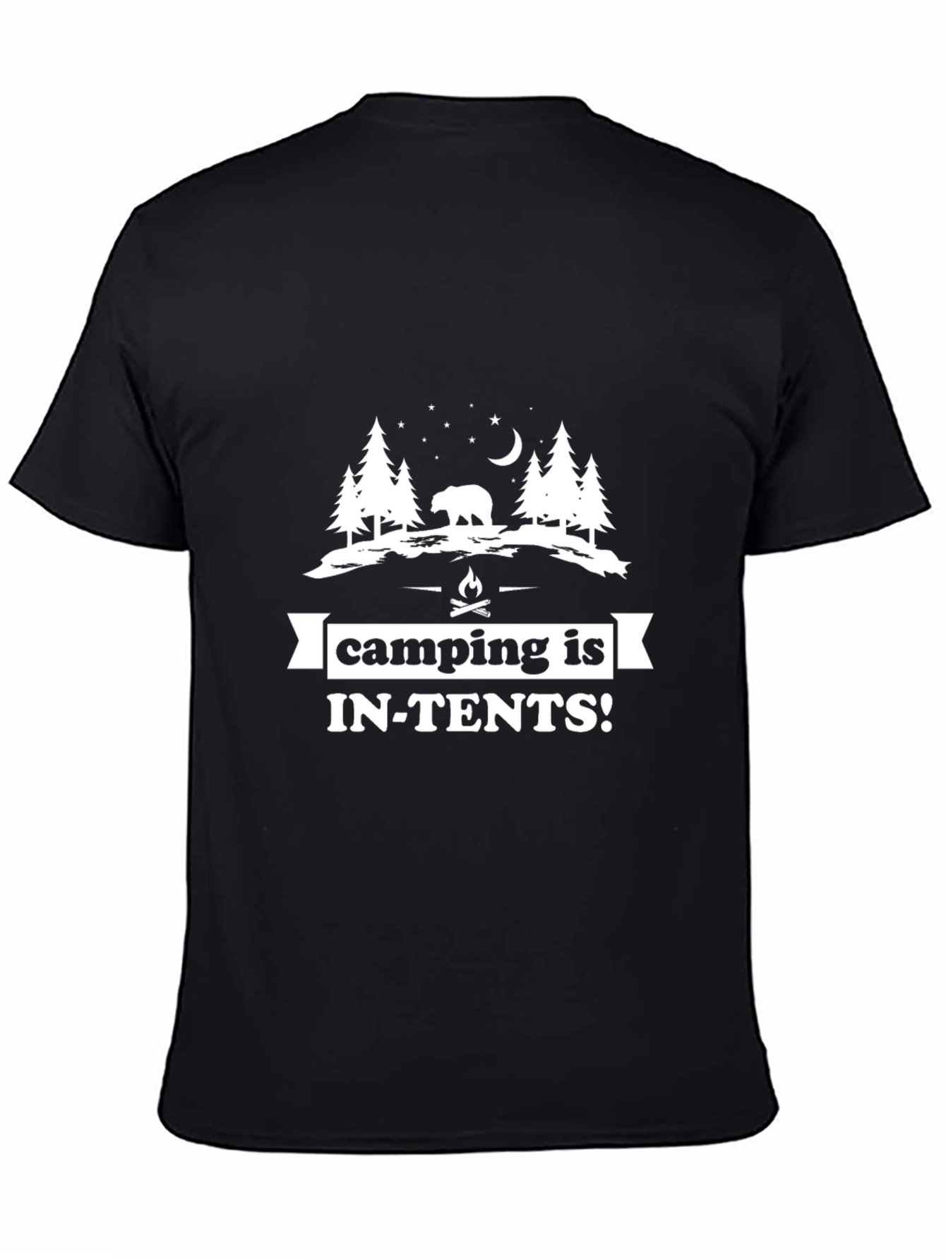 Camping Is In-Tents Black Graphic Tee