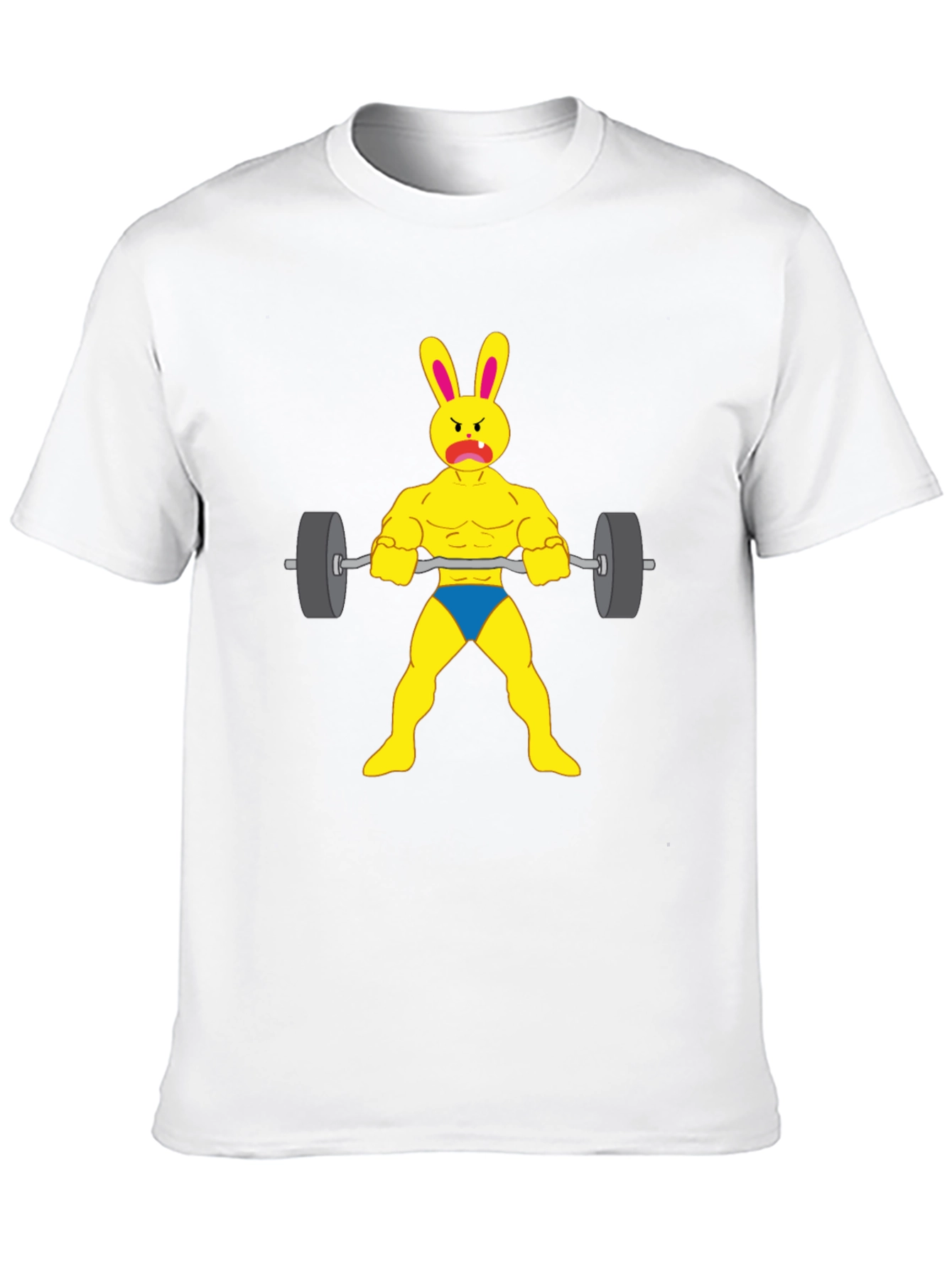 Funny Bunny Bodybuilder T-Shirt - Gym Rabbit Lifting Weights