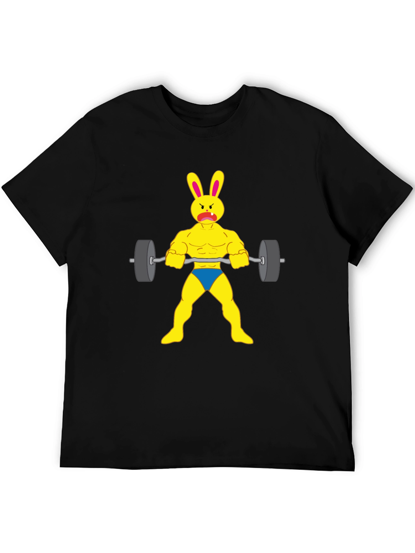 Funny Bunny Bodybuilder T-Shirt - Gym Rabbit Lifting Weights