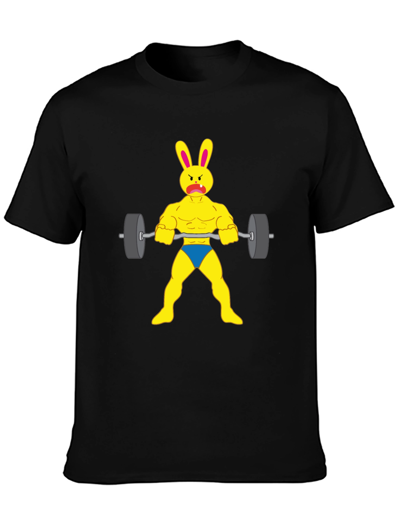 Funny Bunny Bodybuilder T-Shirt - Gym Rabbit Lifting Weights