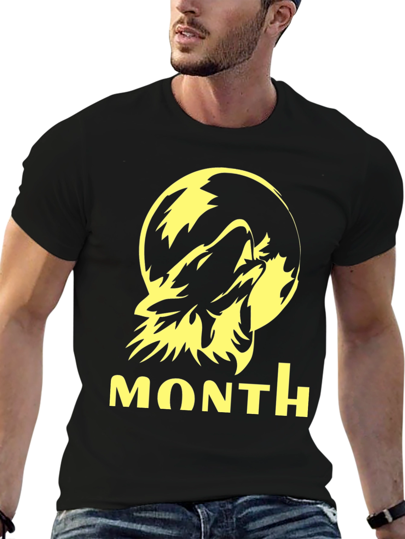 Wolf Howling at Moon Graphic Tee - Black
