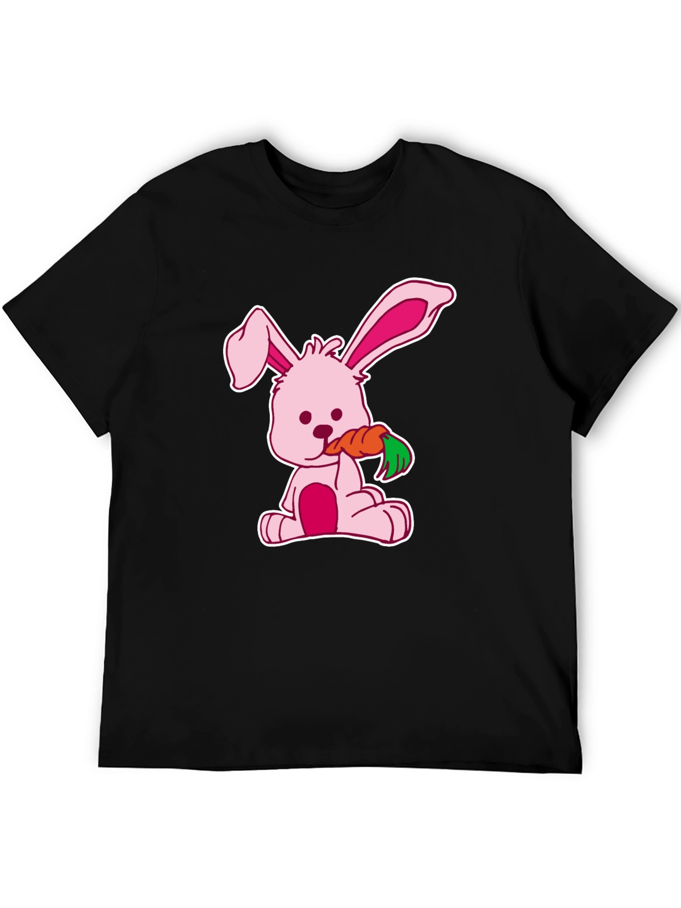 Cute Bunny Carrot Black T-Shirt