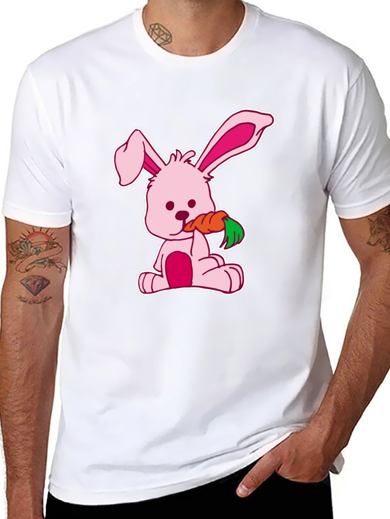 Cute Bunny Carrot Black T-Shirt