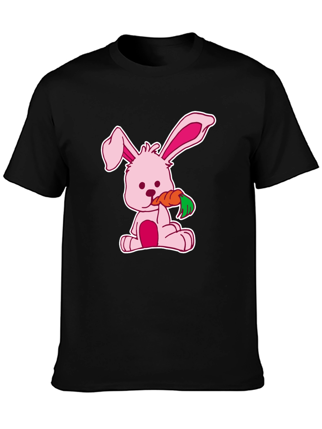 Cute Bunny Carrot Black T-Shirt